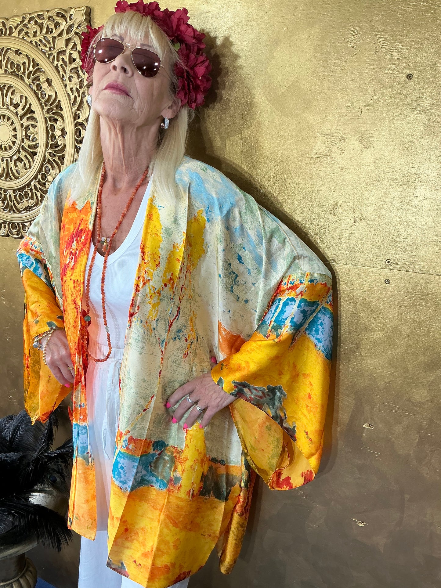 Artistic Impressionist Silk Kimono