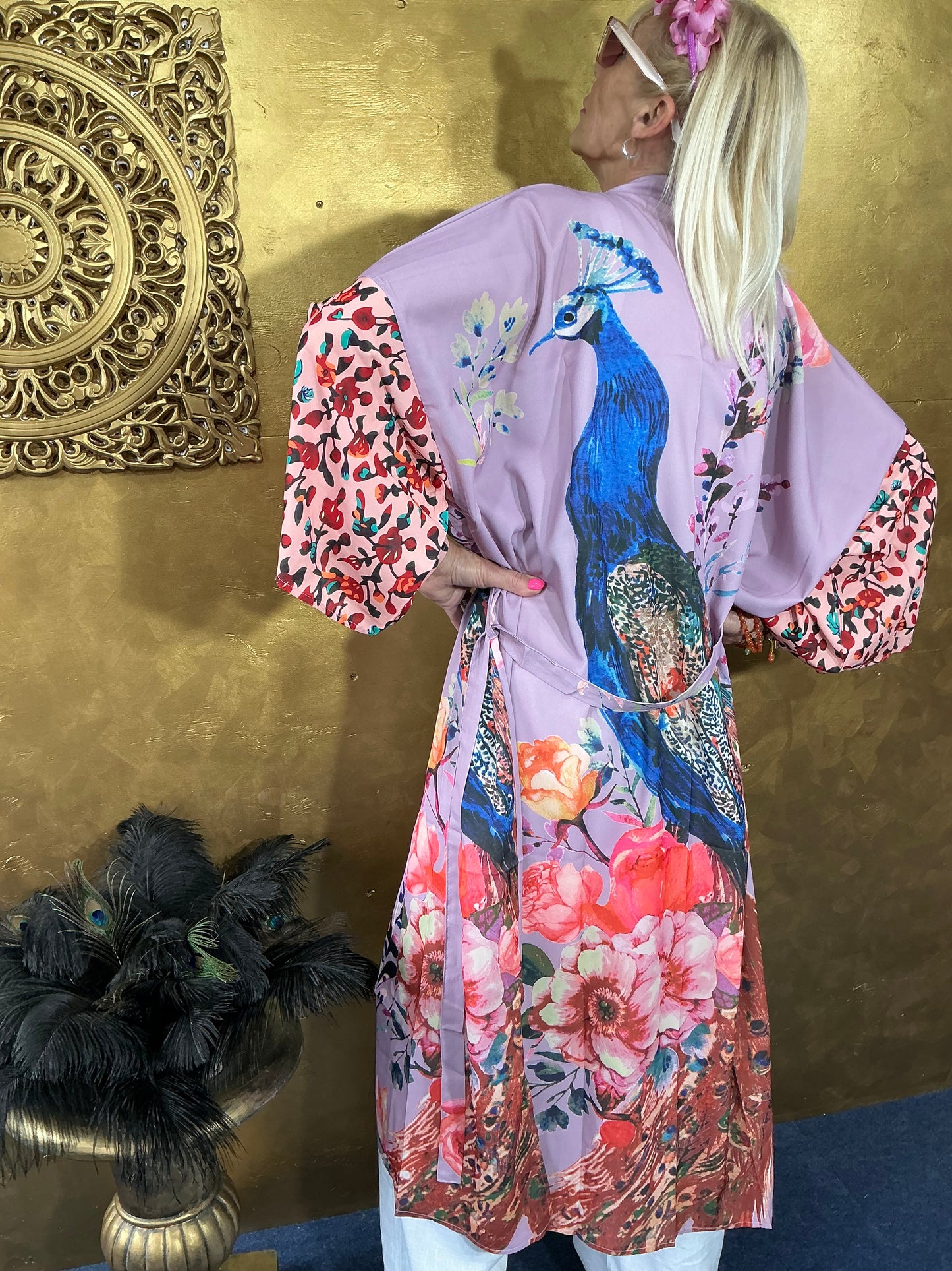 Delicate Lilac Peacock Kimono