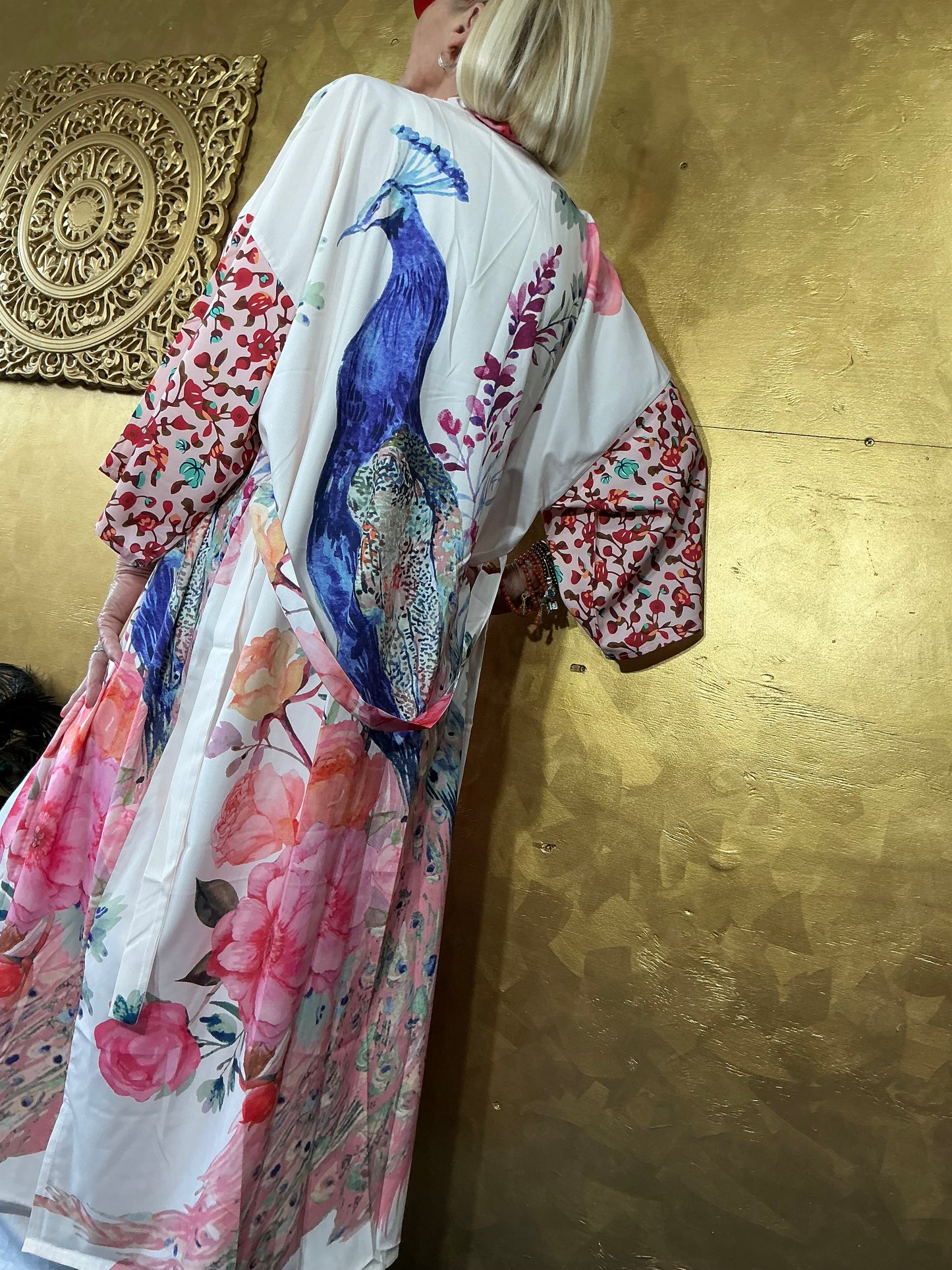 Plush Pink Peacock Kimono