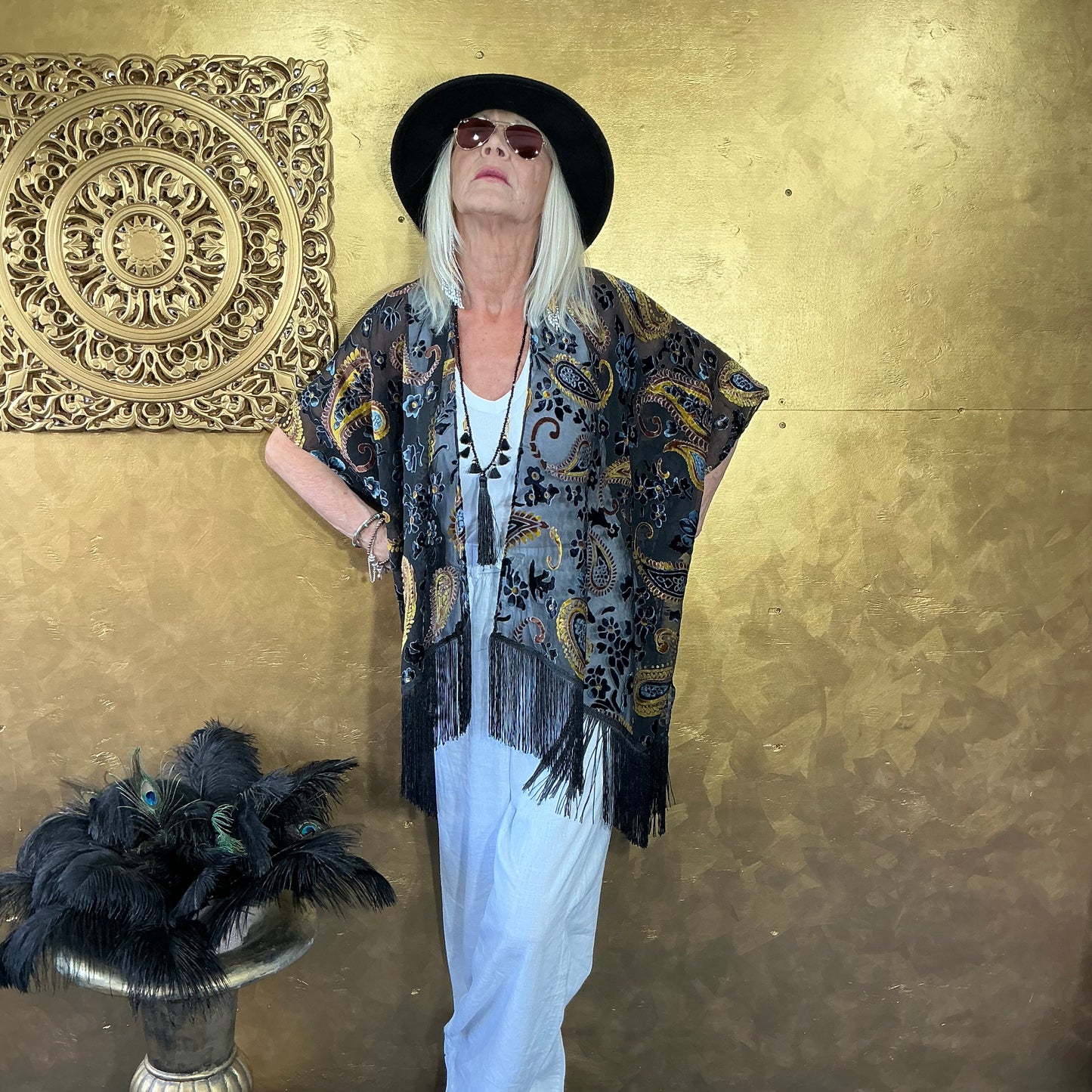 Bohemian Paisley Velvet Kimono