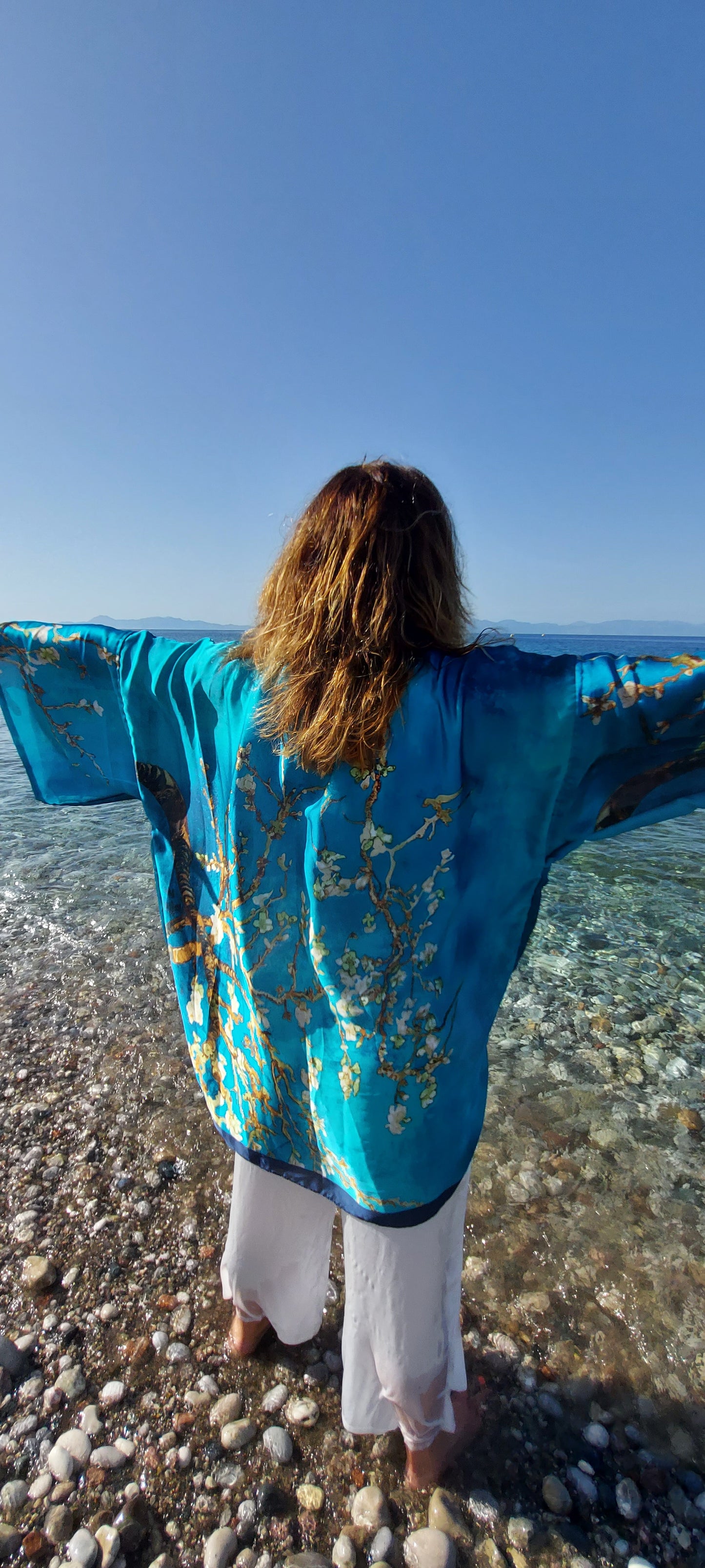 Turquoise Blossom Silk Kimono