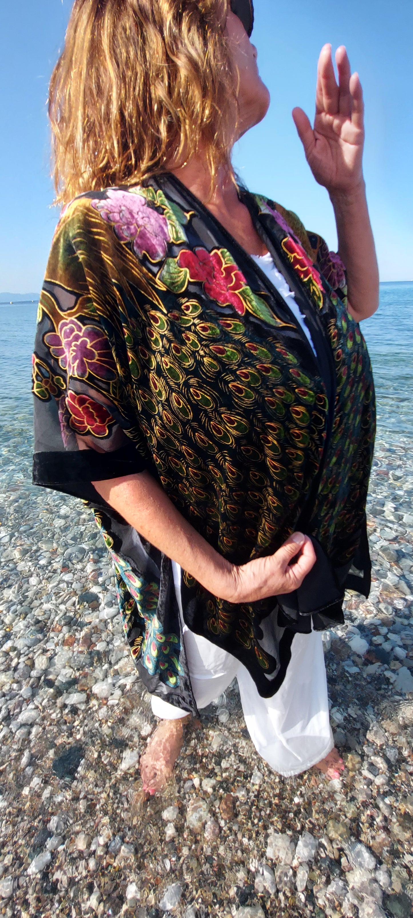 Peacock Velvet Kimono