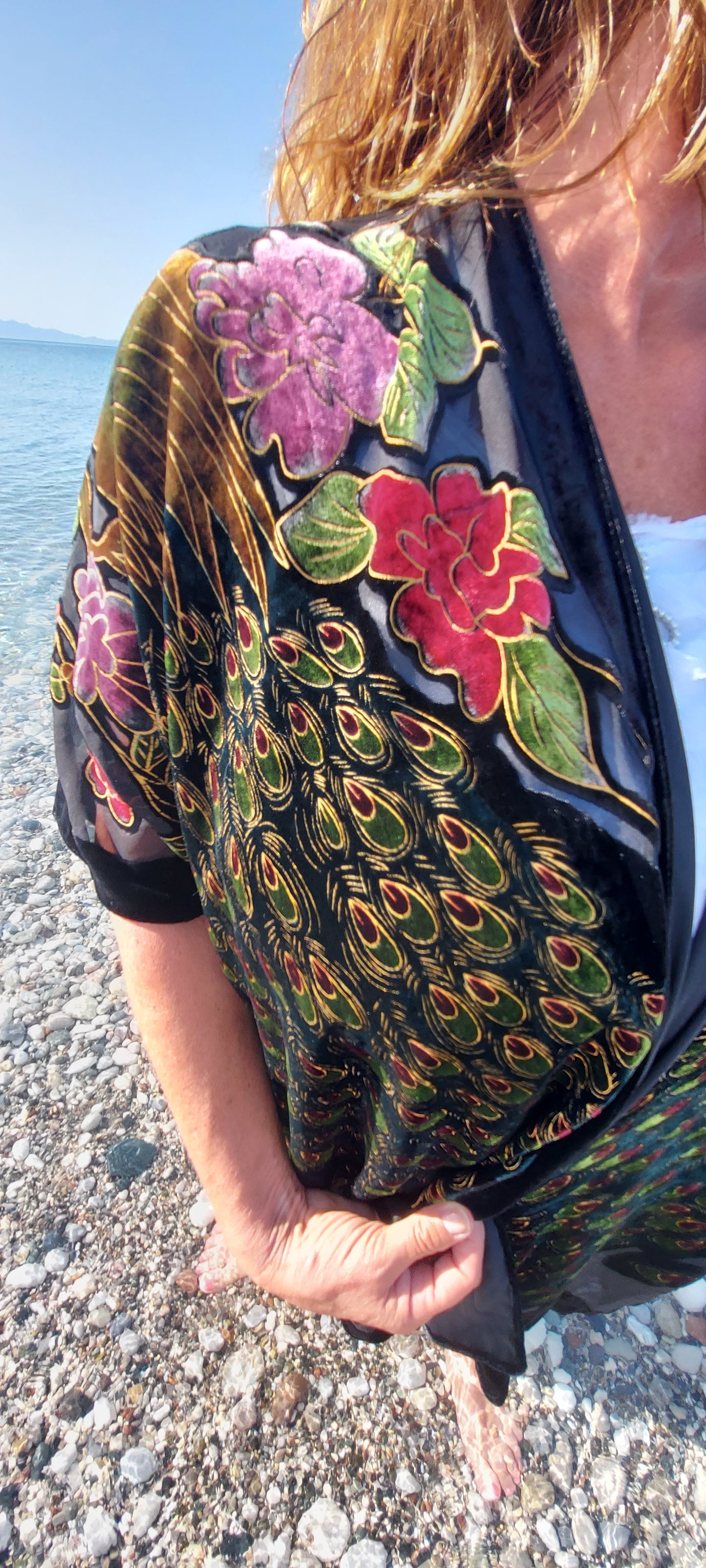 Peacock Velvet Kimono