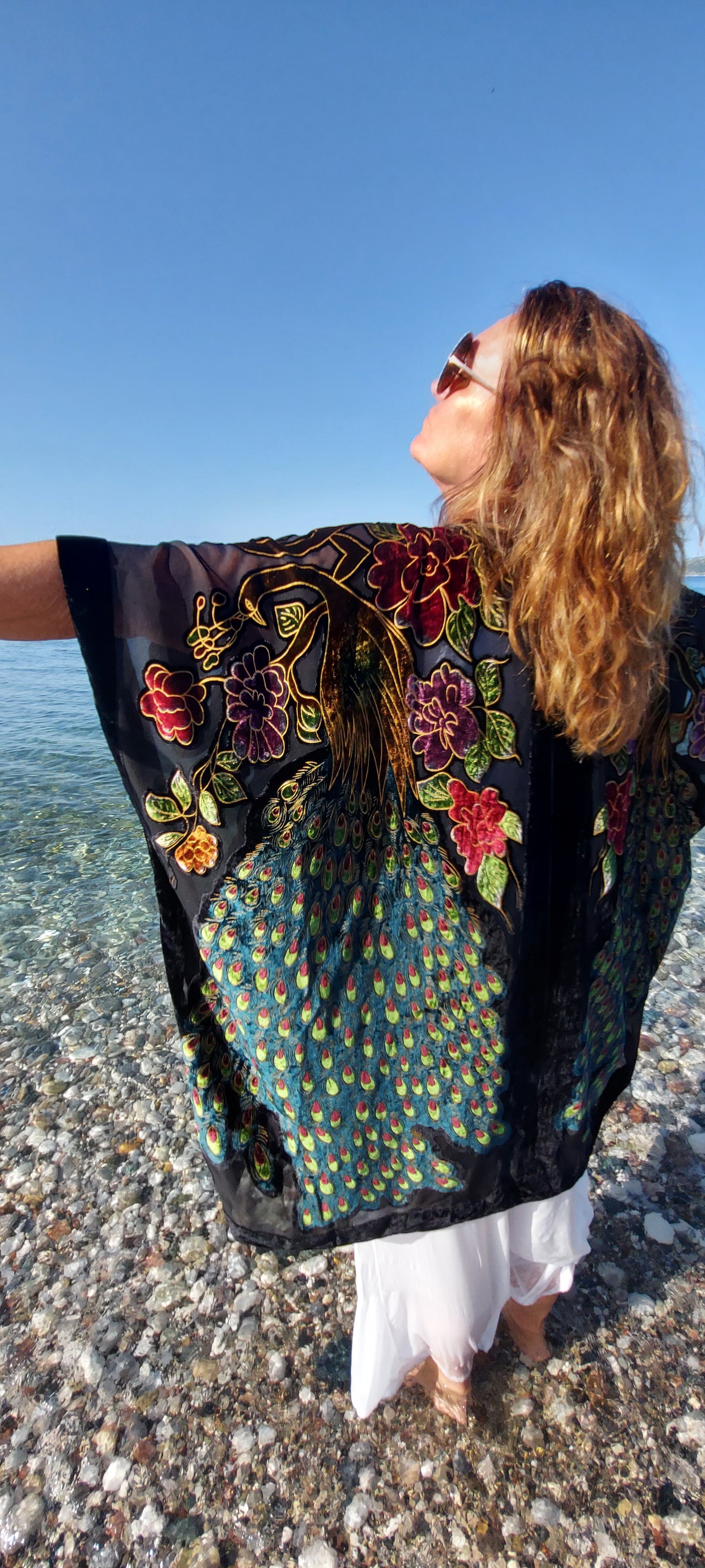 Peacock Velvet Kimono