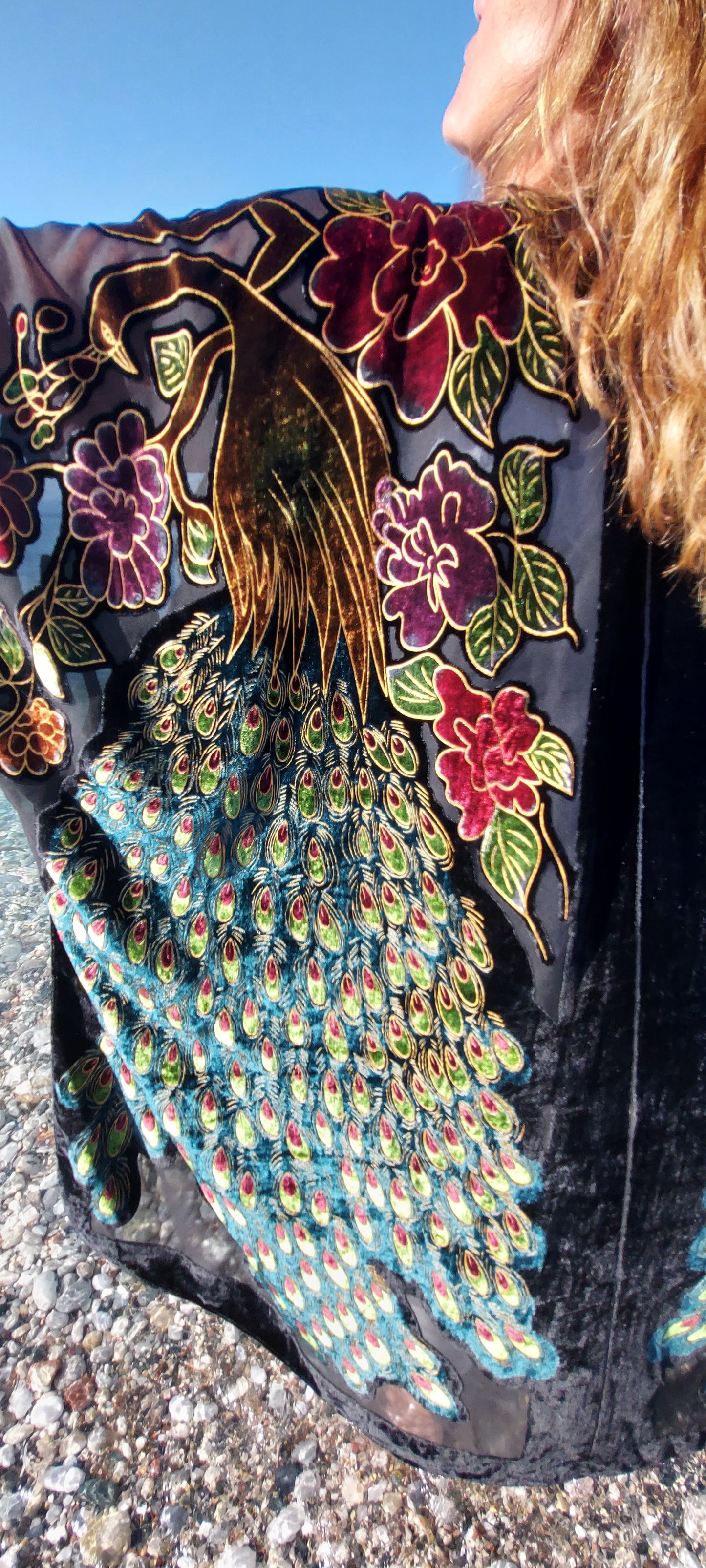 Peacock Velvet Kimono