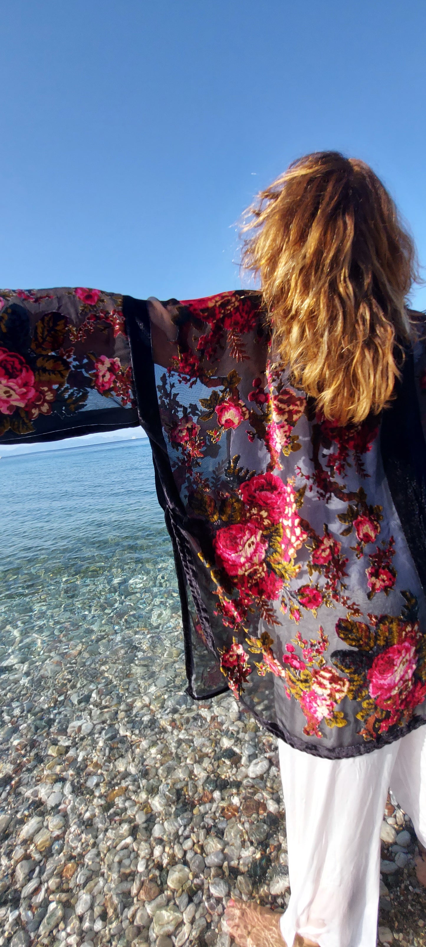 Midnight Rose Velvet Kimono