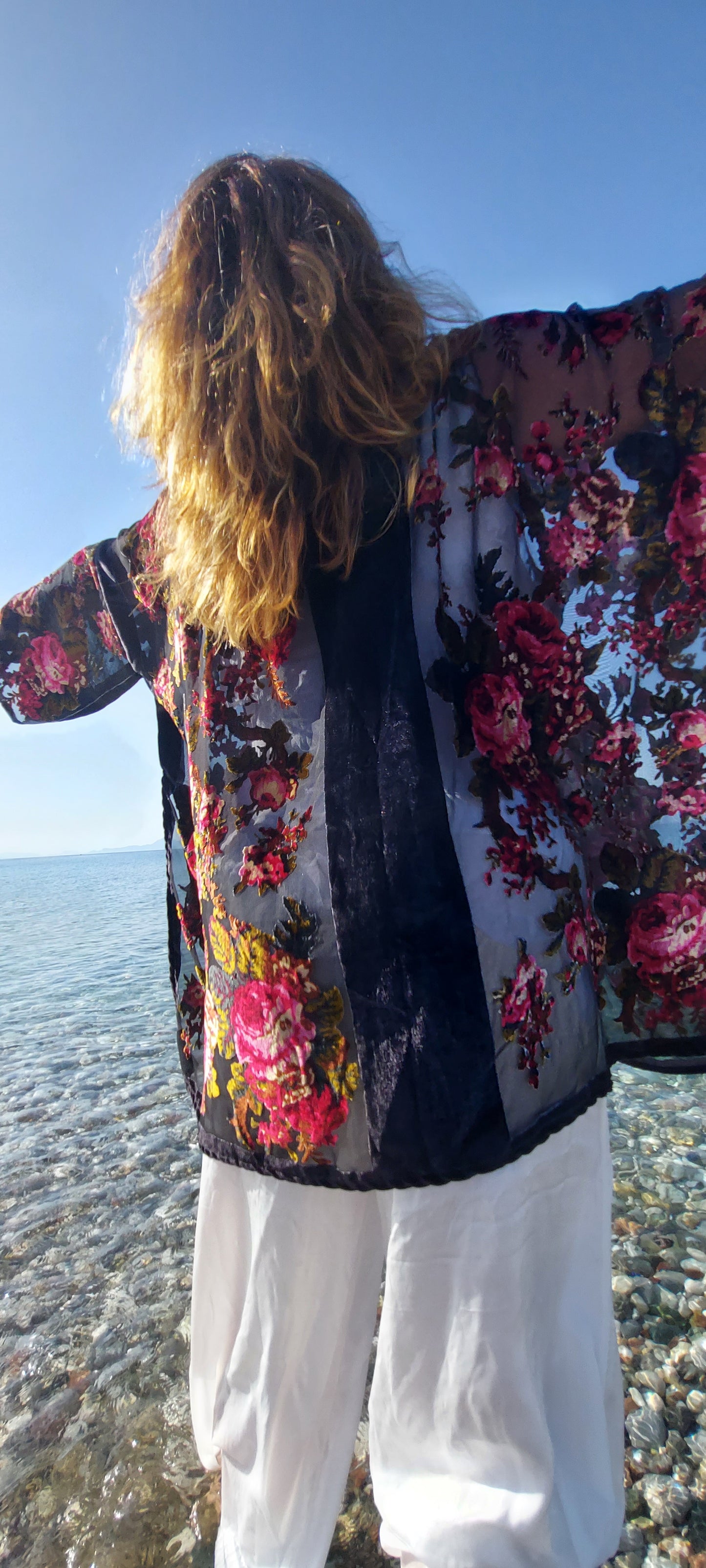 Midnight Rose Velvet Kimono