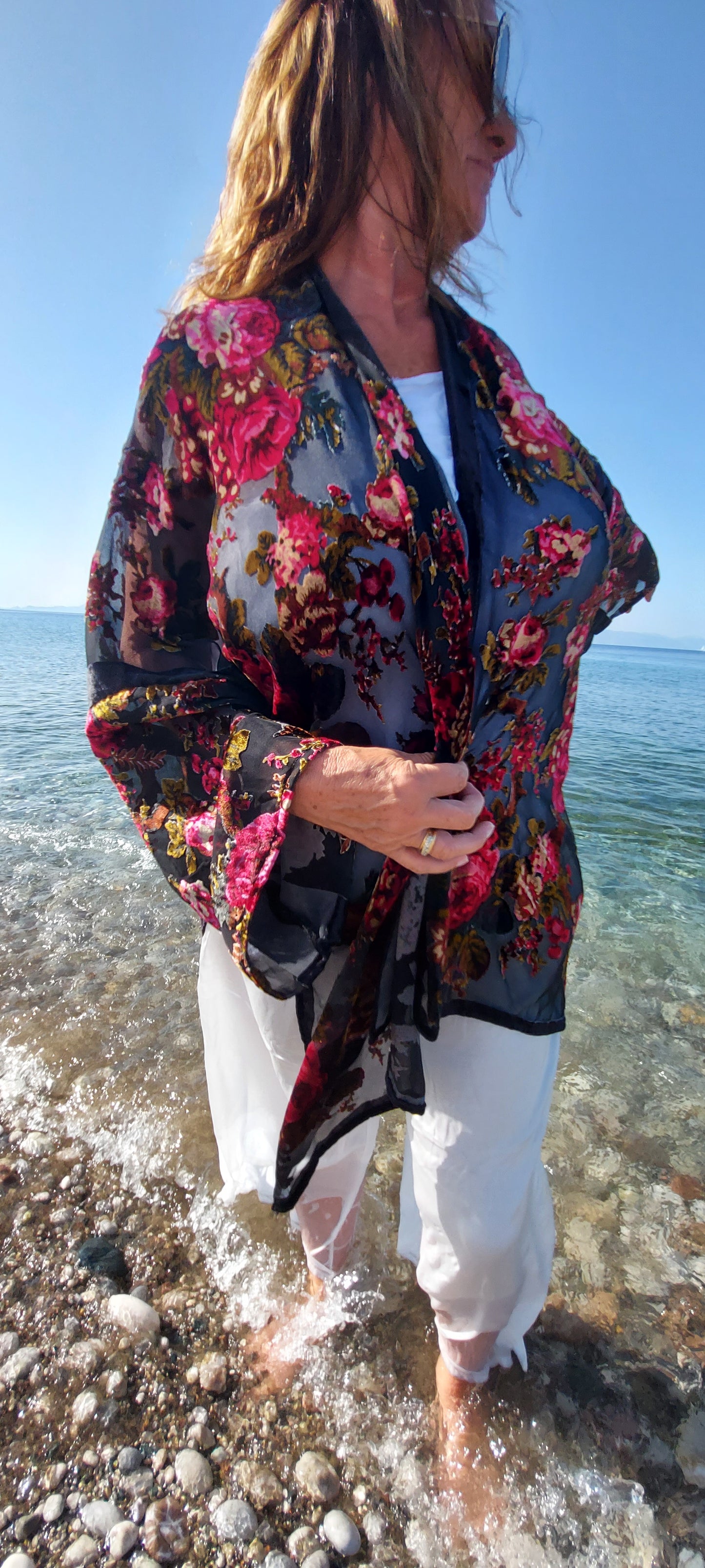 Midnight Rose Velvet Kimono
