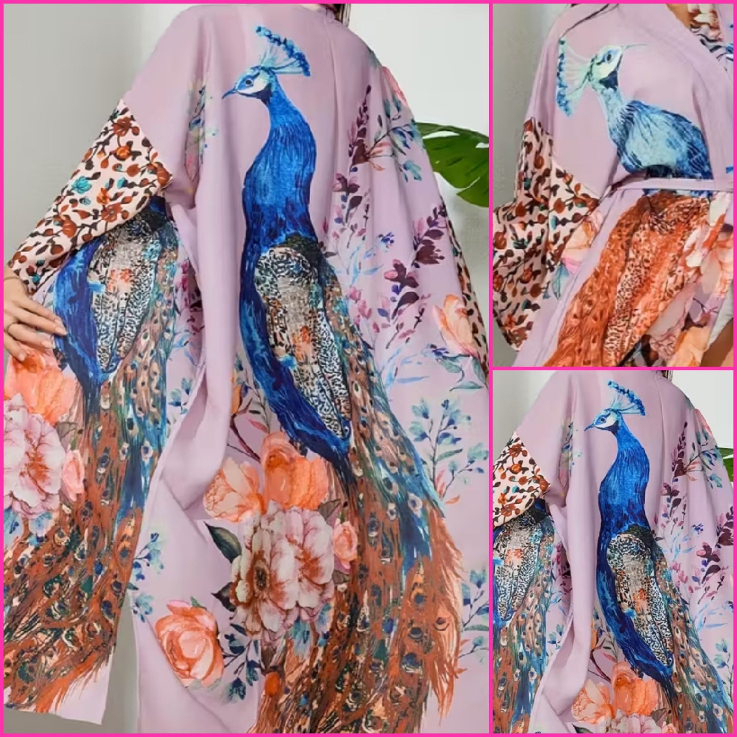 Delicate Lilac Peacock Kimono