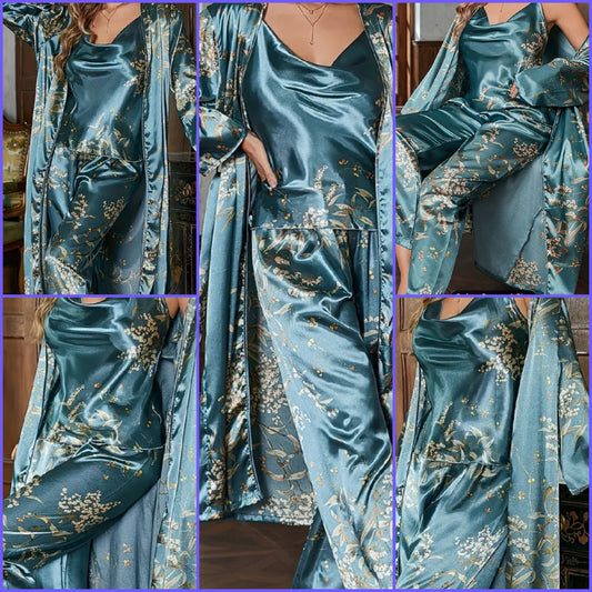 Elegant Dusty Moon Blue Pyjama Set