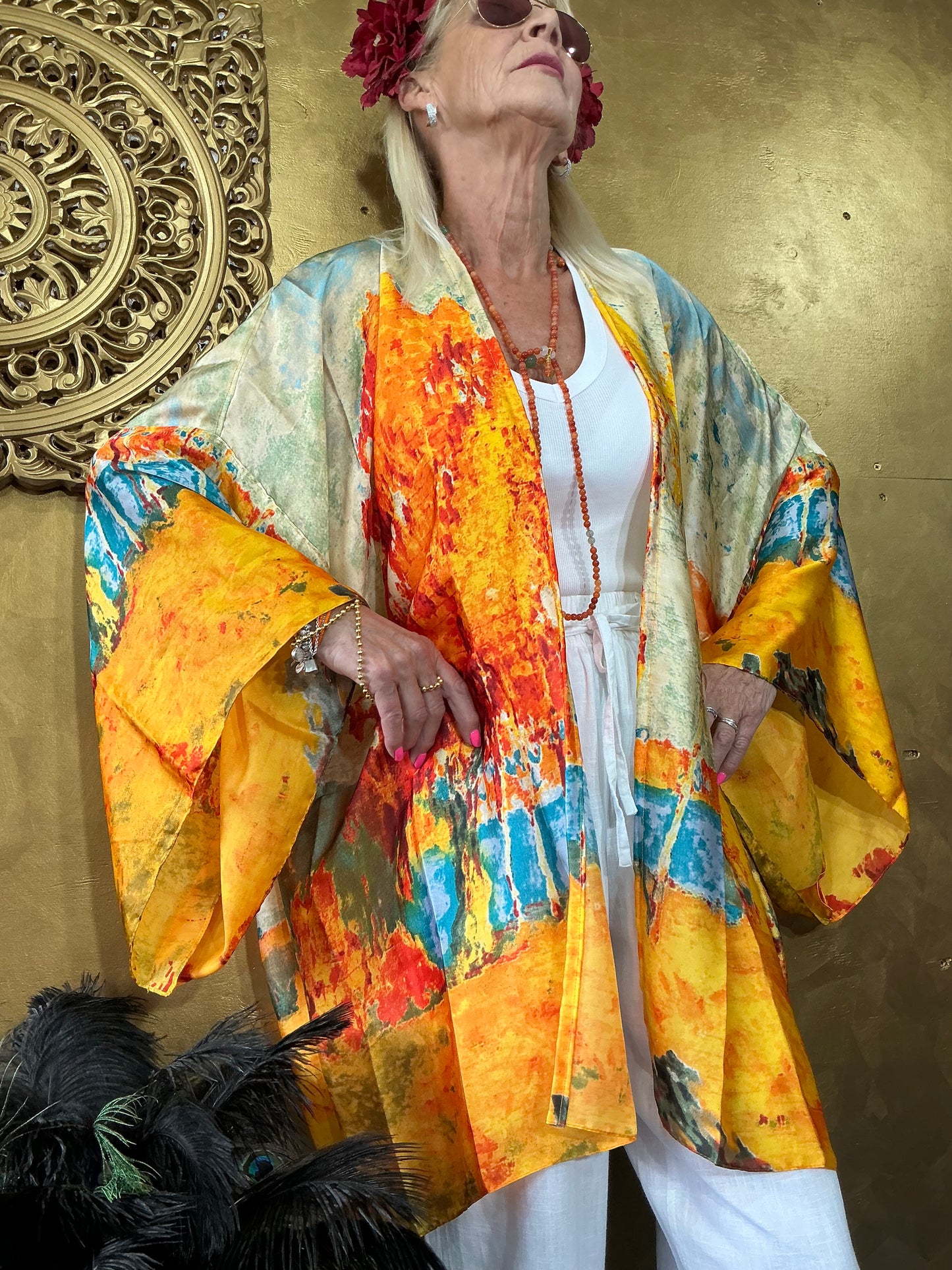 Artistic Impressionist Silk Kimono
