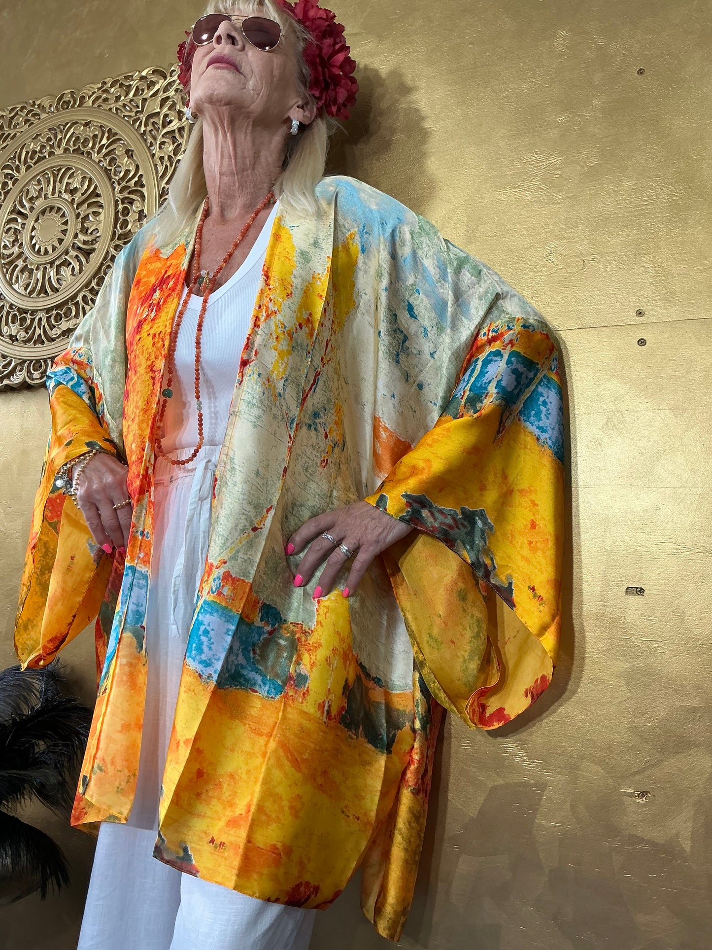 Artistic Impressionist Silk Kimono
