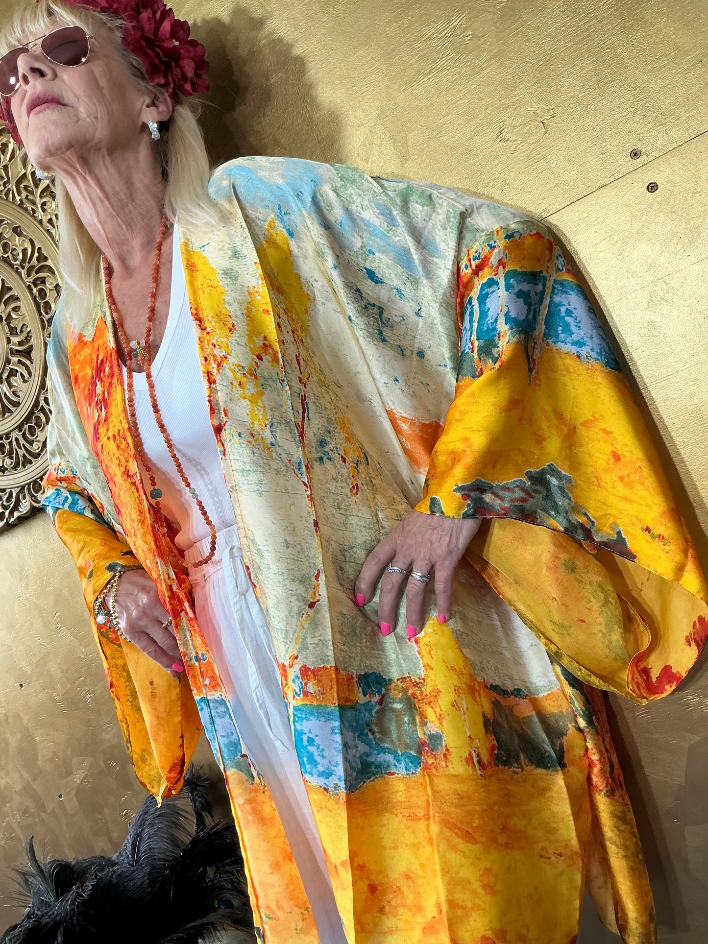 Artistic Impressionist Silk Kimono