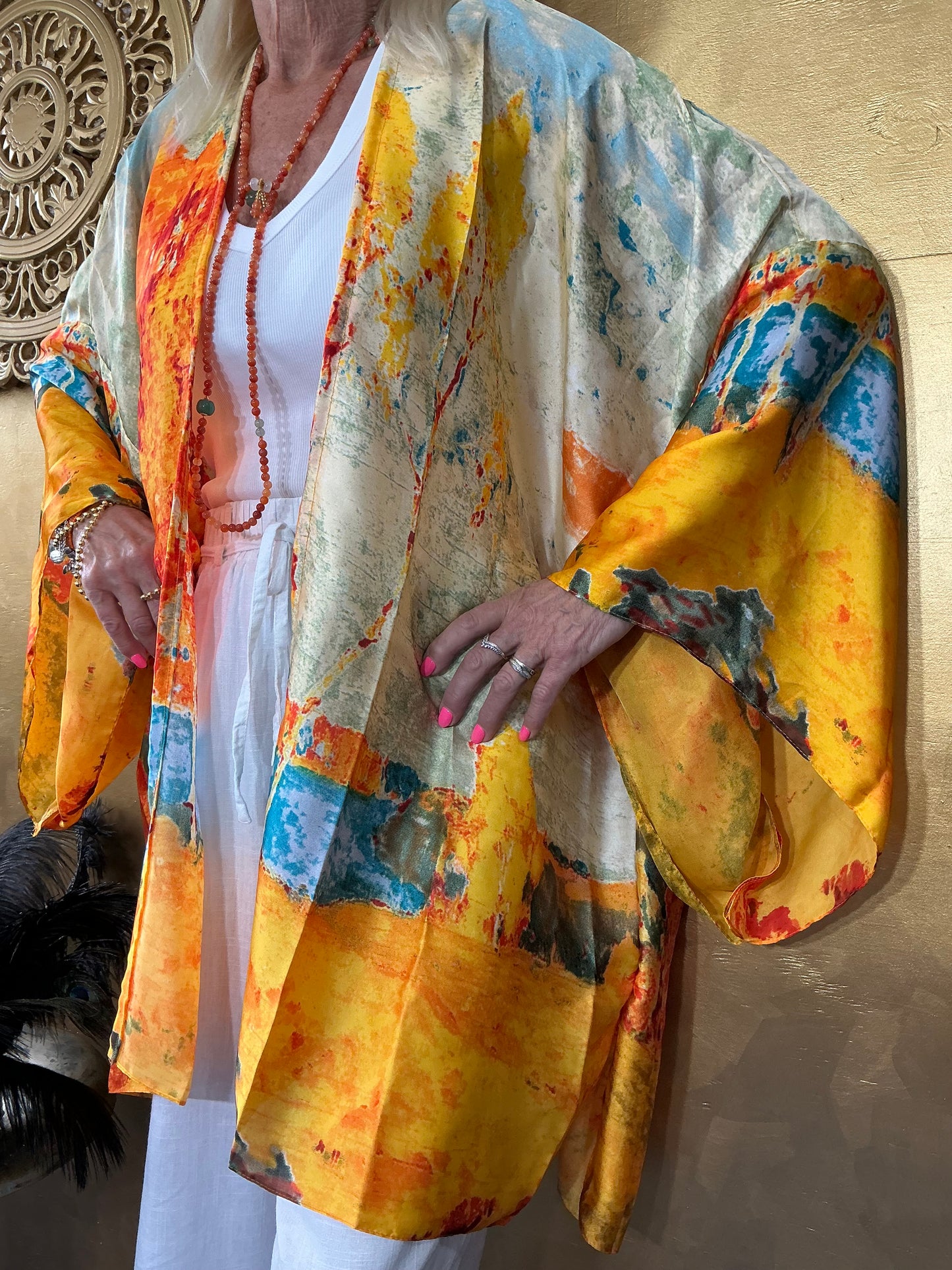 Artistic Impressionist Silk Kimono
