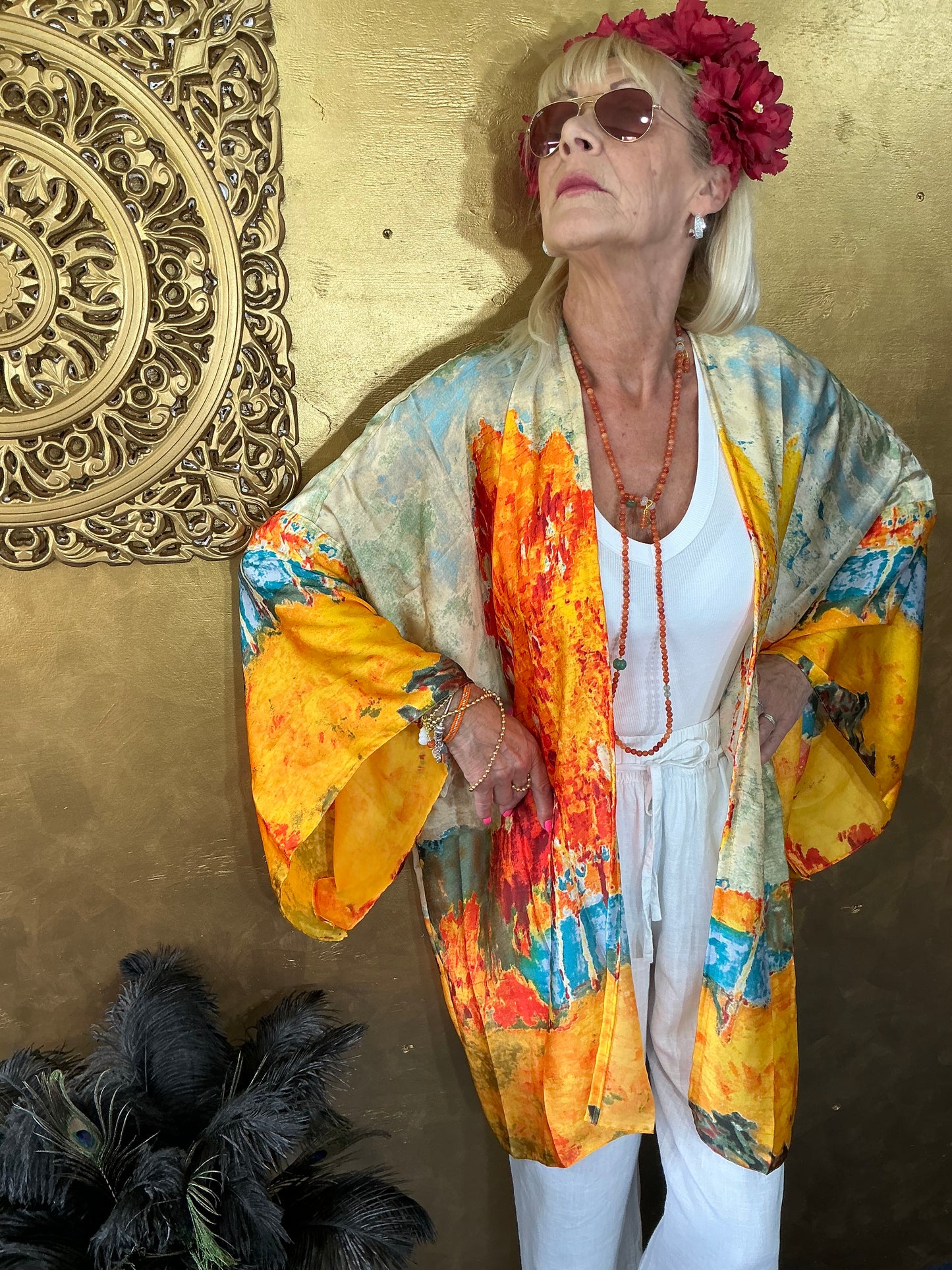 Artistic Impressionist Silk Kimono