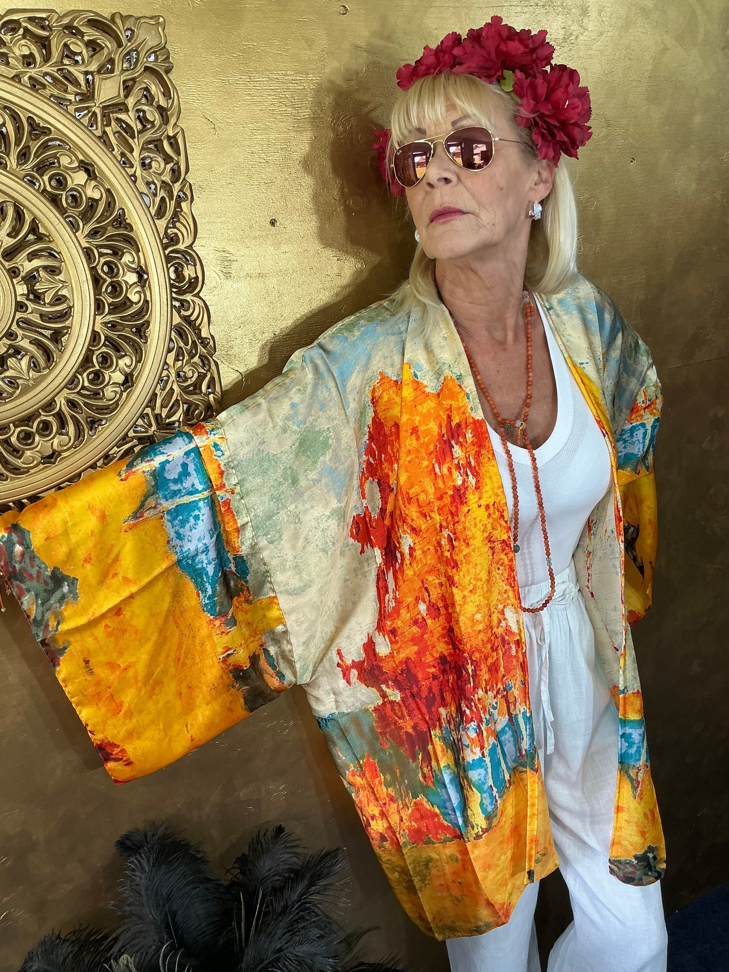 Artistic Impressionist Silk Kimono