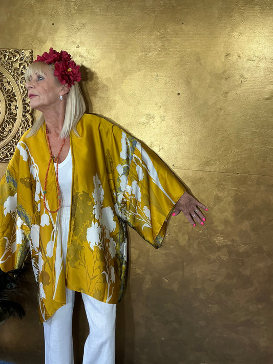 Golden Silhouette Silk Kimono