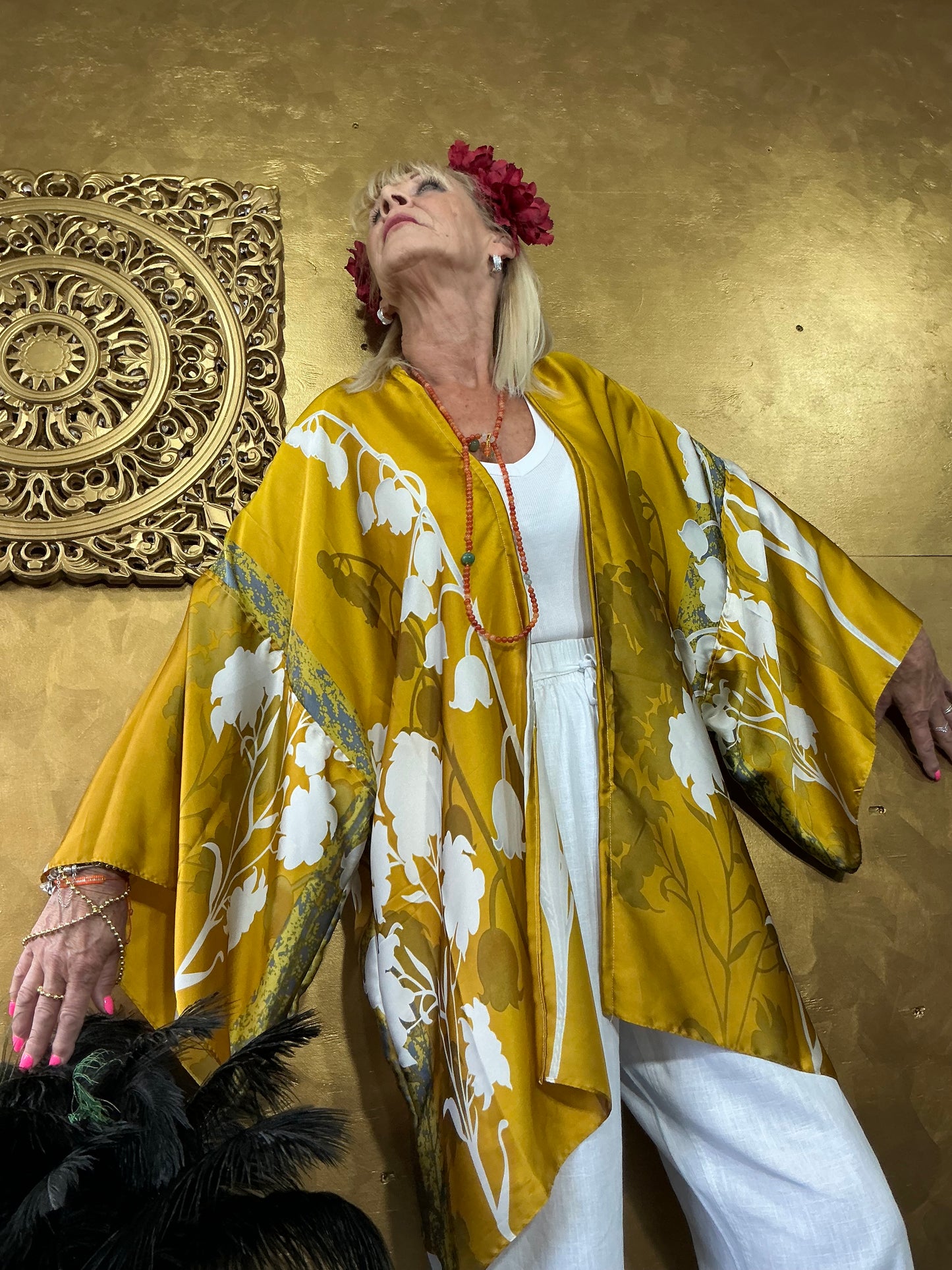 Golden Silhouette Silk Kimono