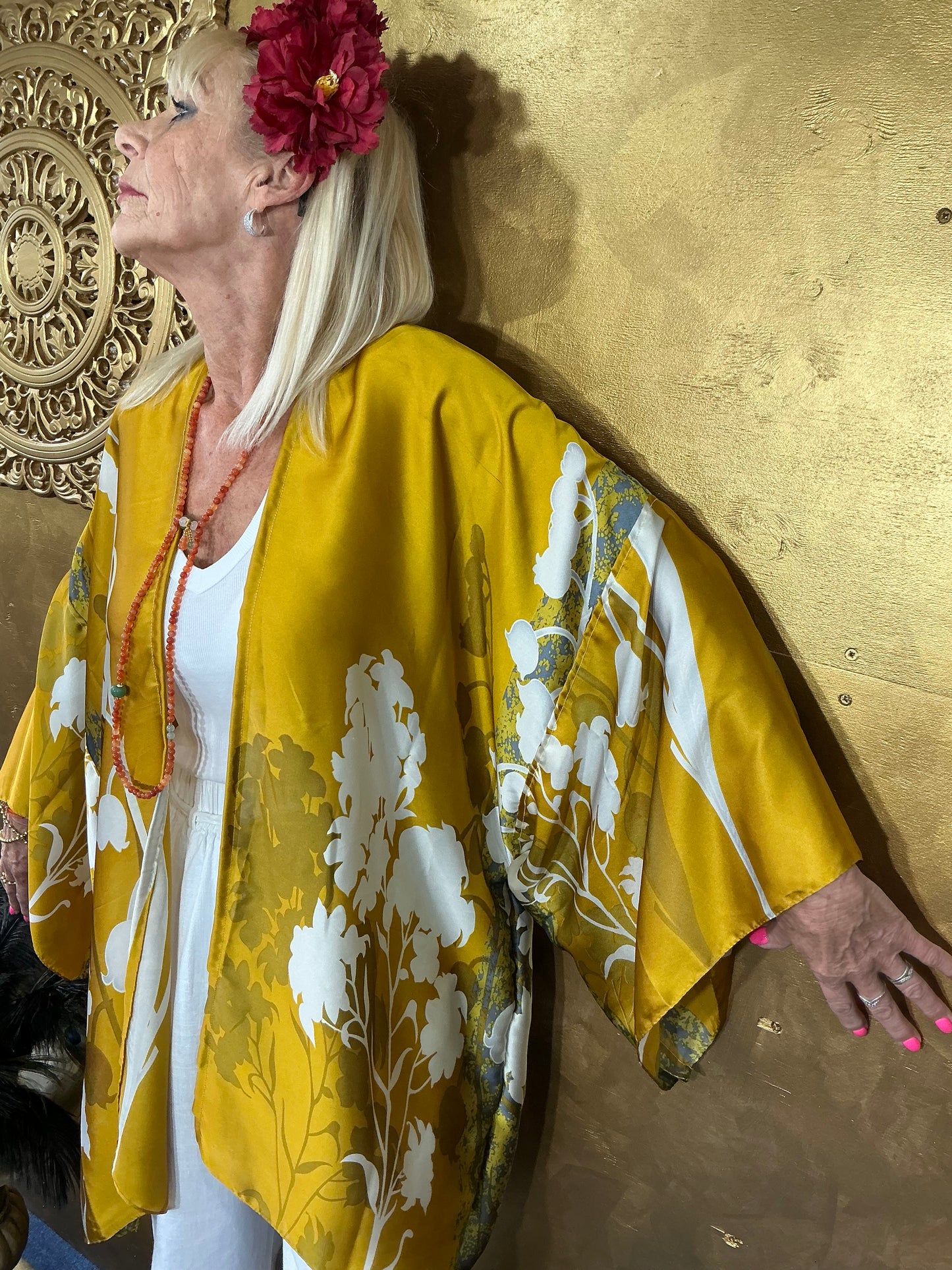 Golden Silhouette Silk Kimono