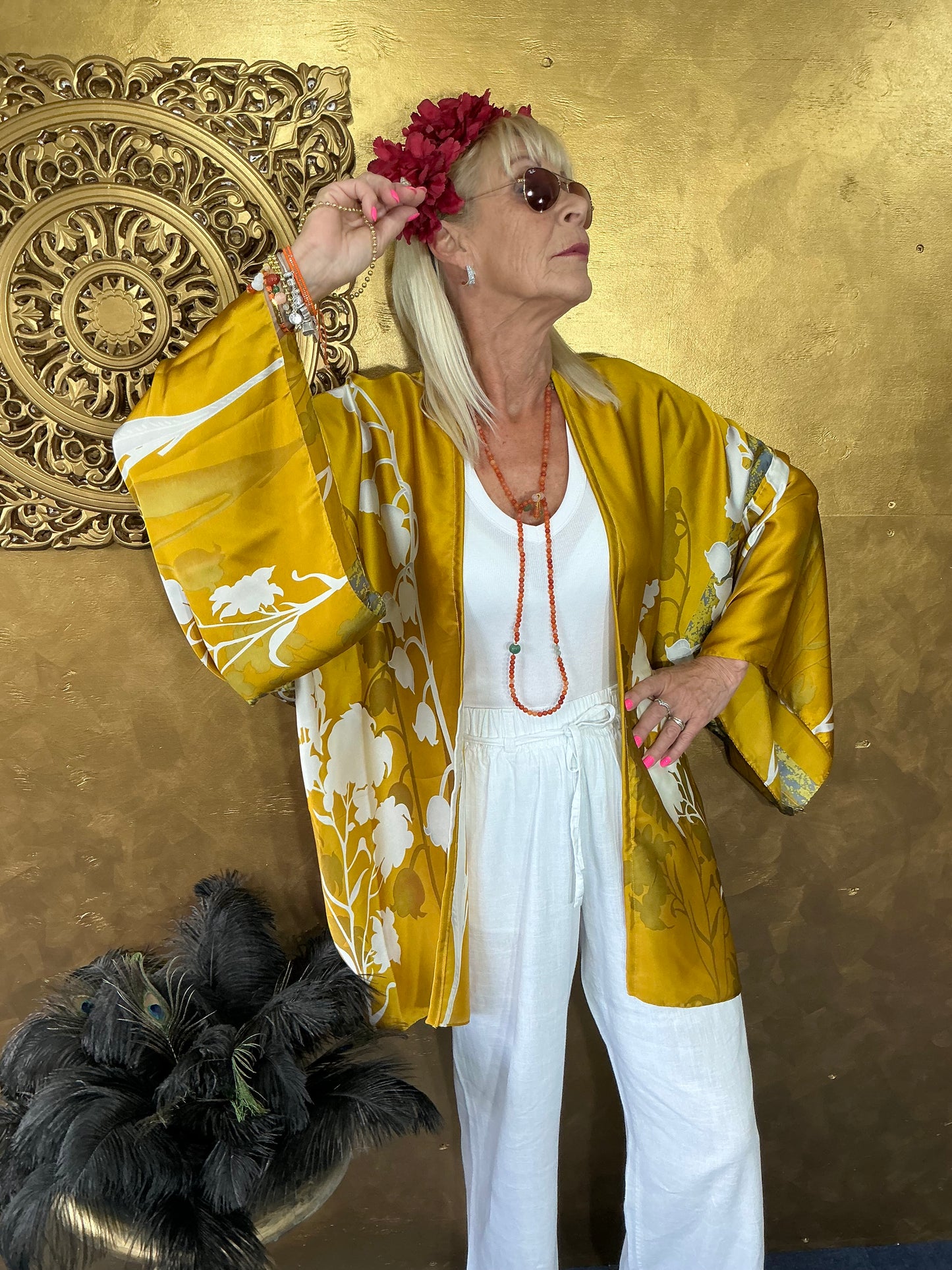 Golden Silhouette Silk Kimono