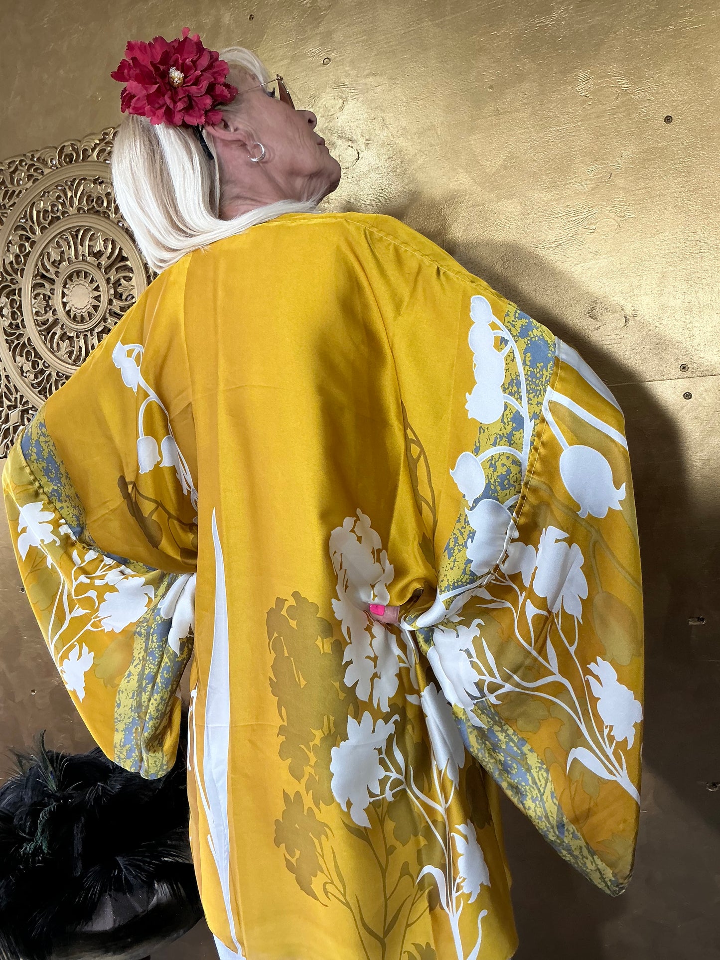 Golden Silhouette Silk Kimono