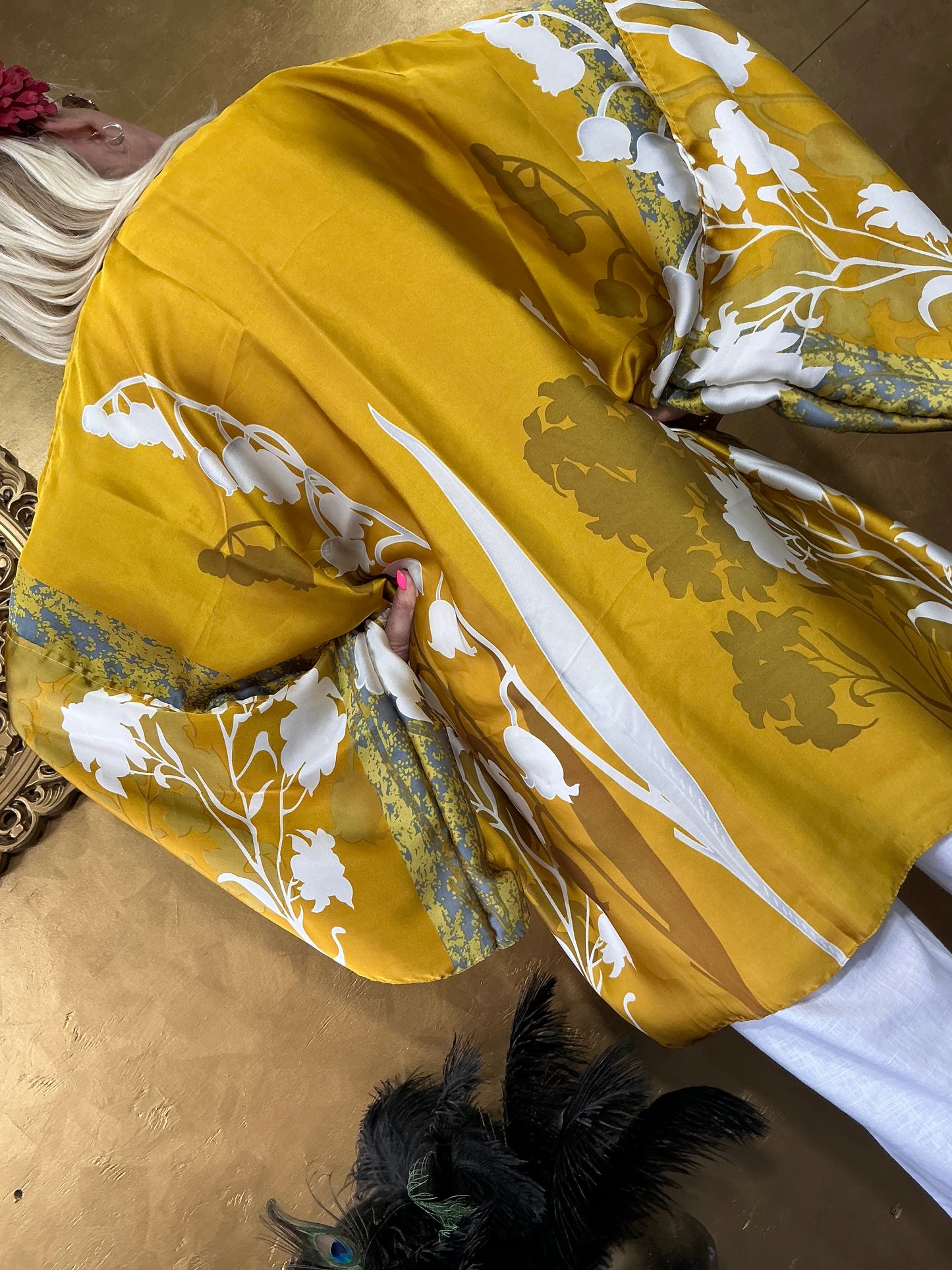 Golden Silhouette Silk Kimono