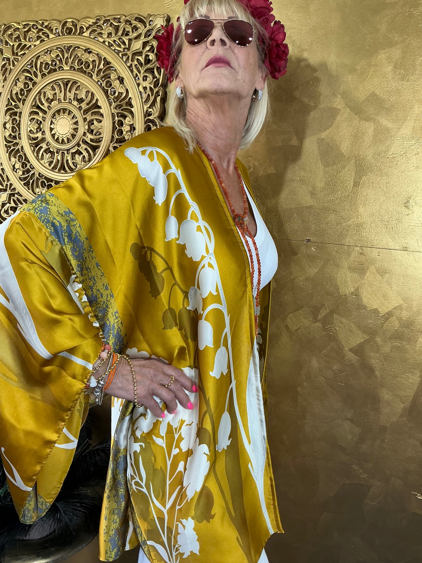 Golden Silhouette Silk Kimono