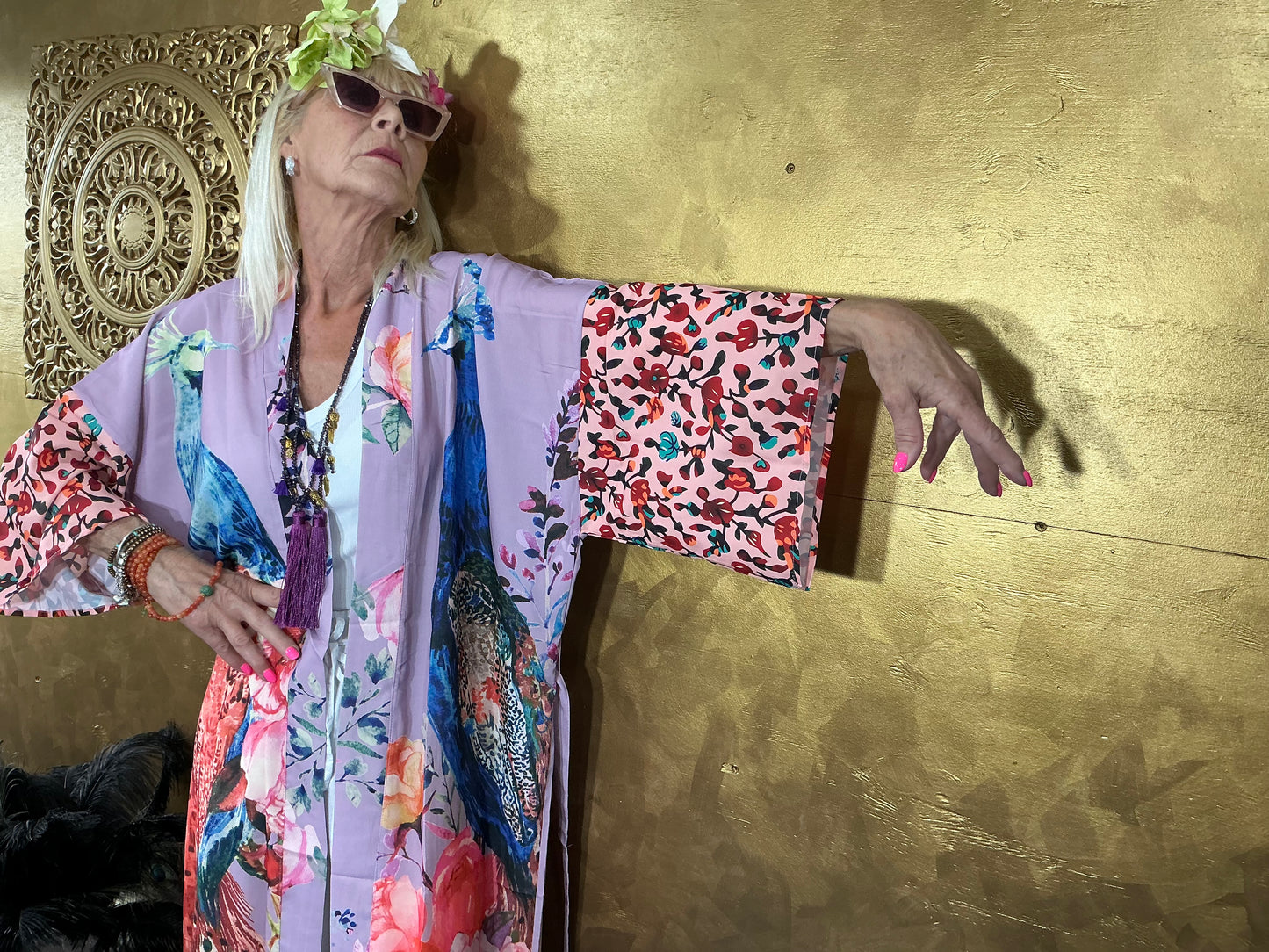 Delicate Lilac Peacock Kimono