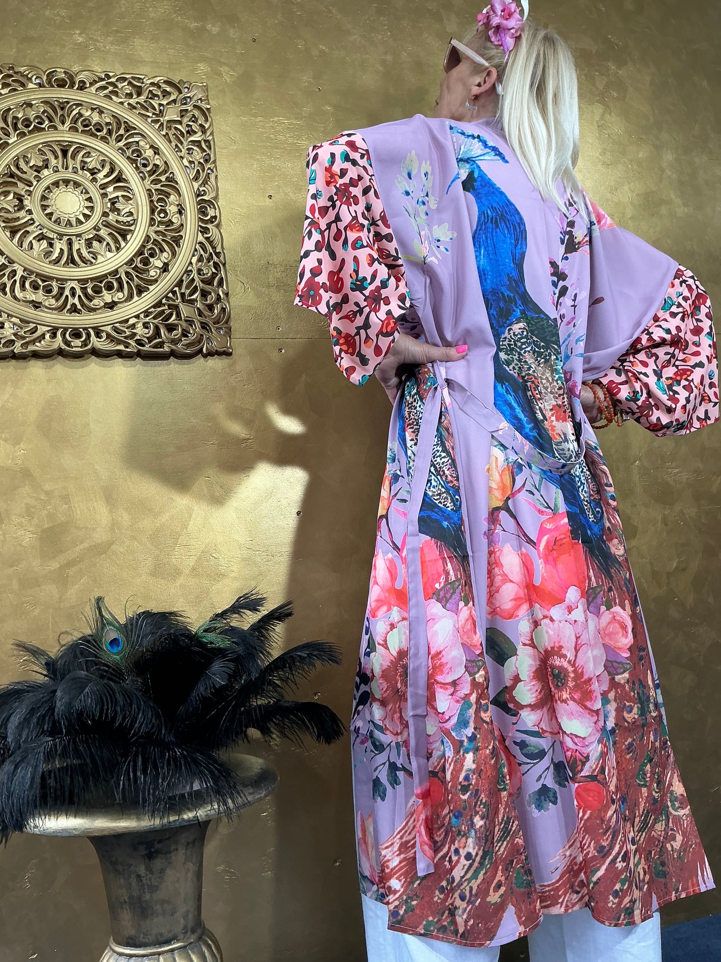 Delicate Lilac Peacock Kimono