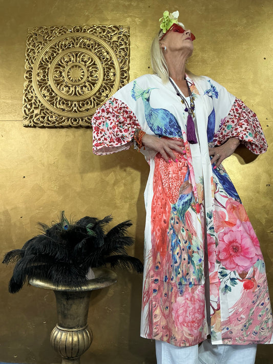 Plush Pink Peacock Kimono