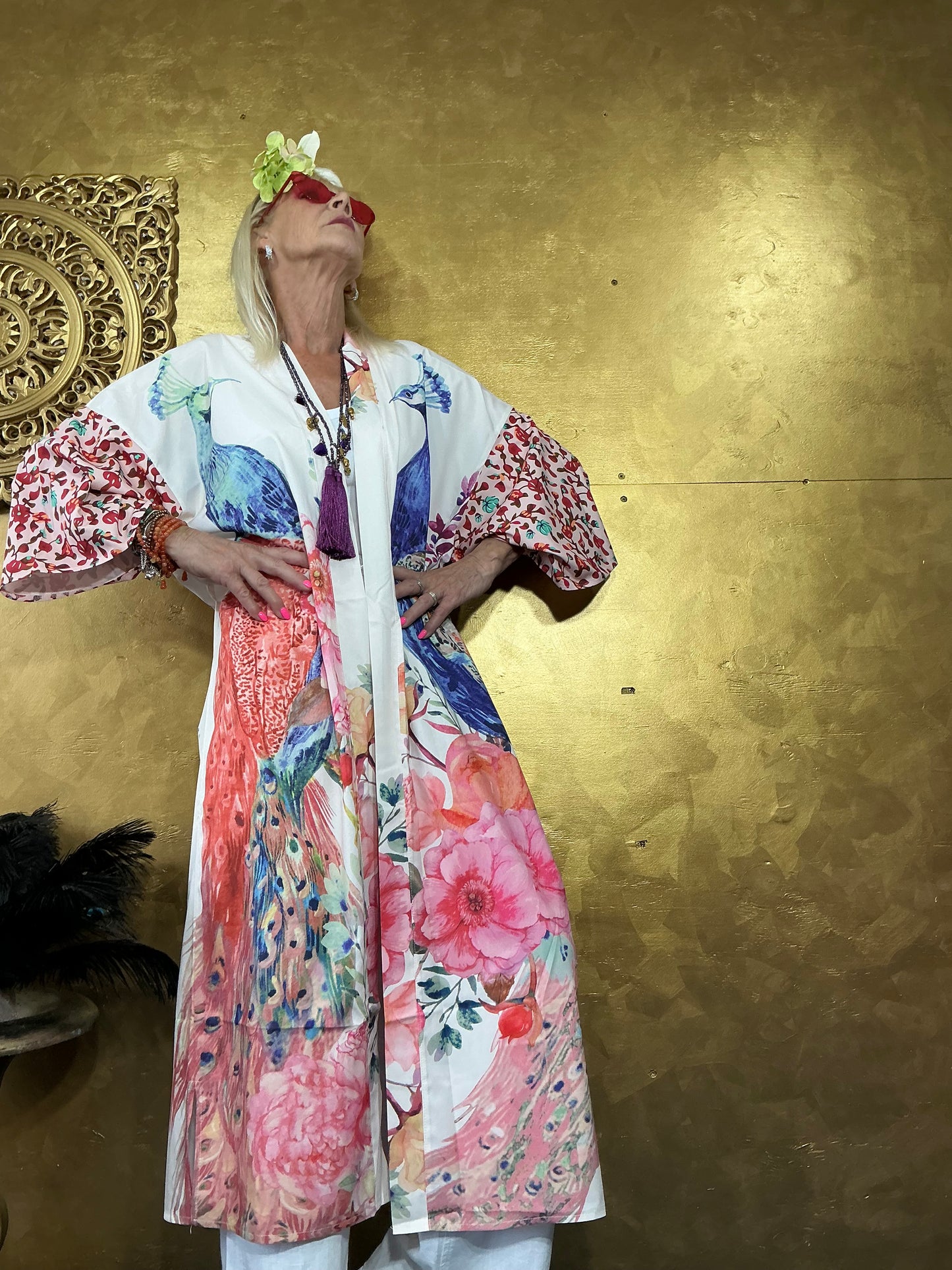 Plush Pink Peacock Kimono