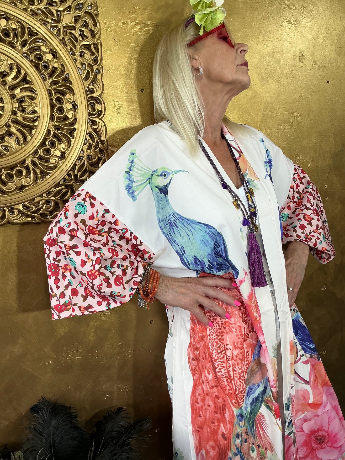 Plush Pink Peacock Kimono