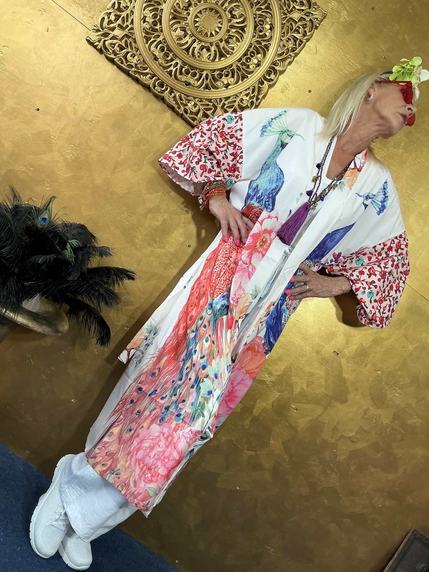 Plush Pink Peacock Kimono