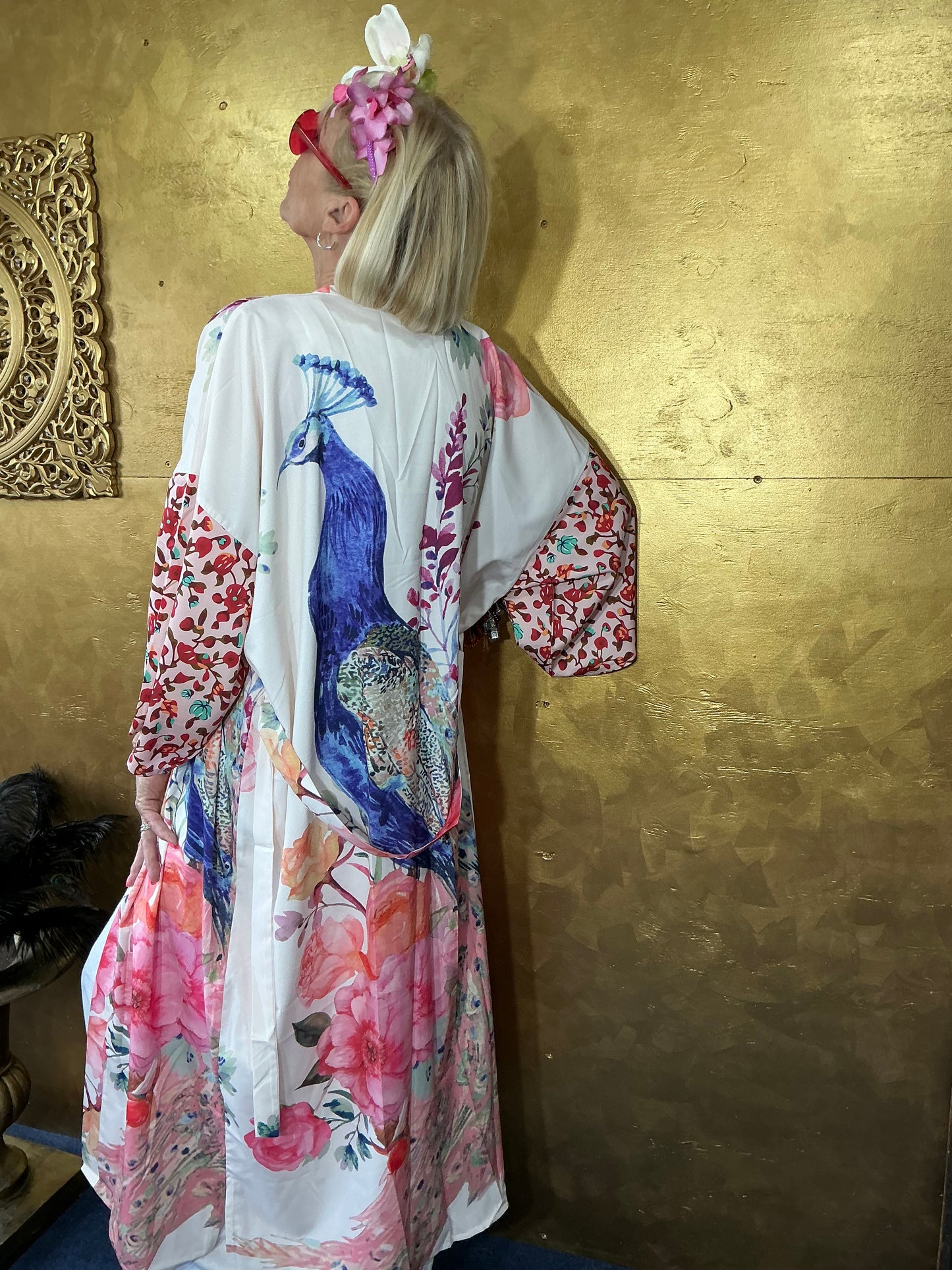 Plush Pink Peacock Kimono