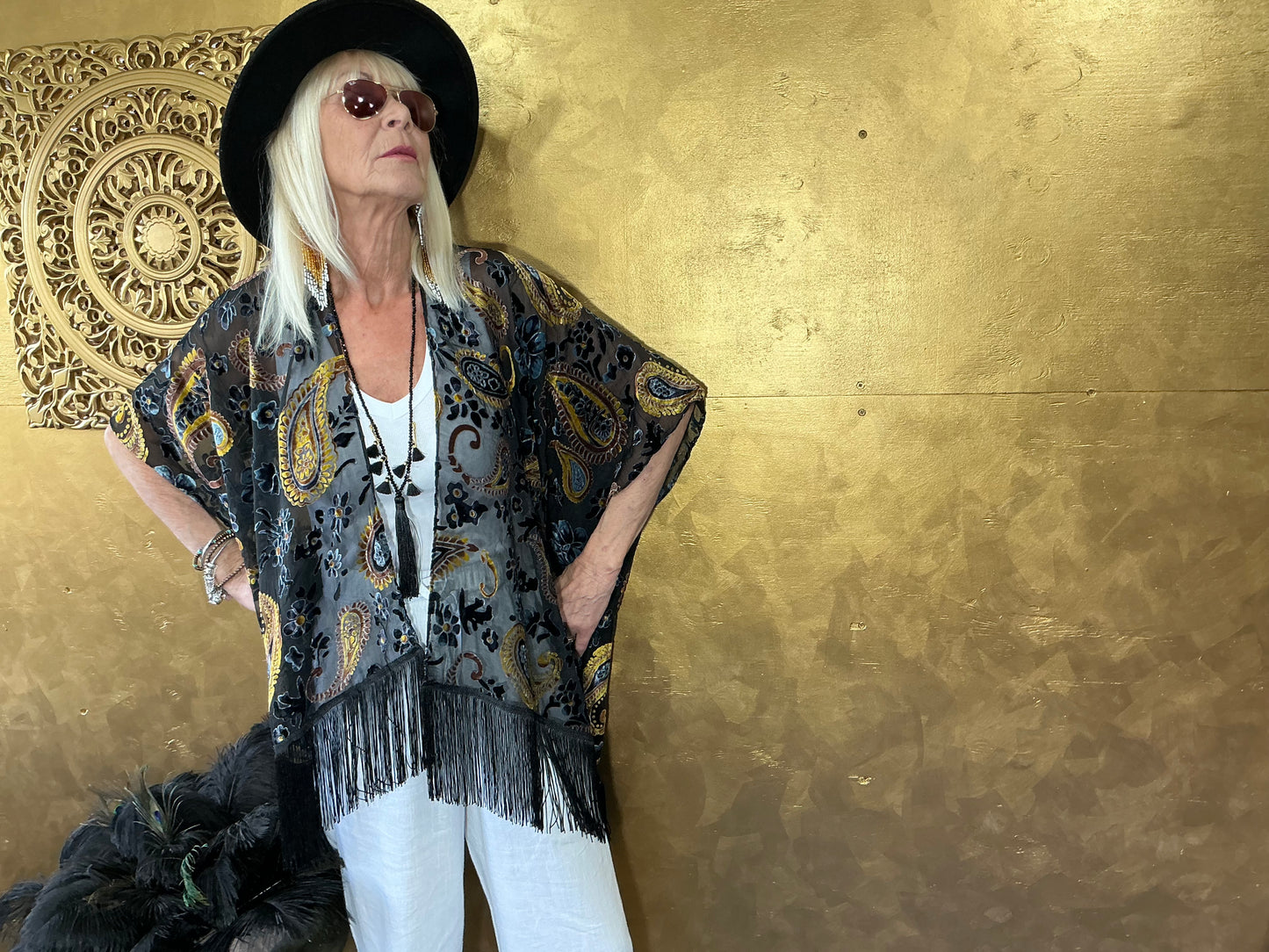 Bohemian Paisley Velvet Kimono