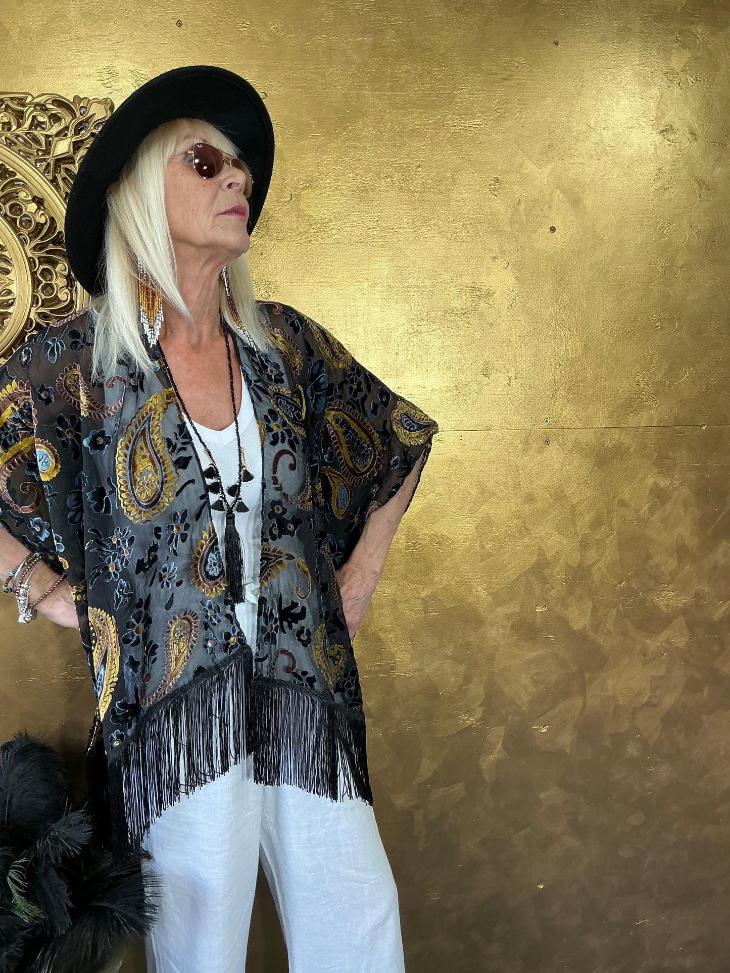 Bohemian Paisley Velvet Kimono