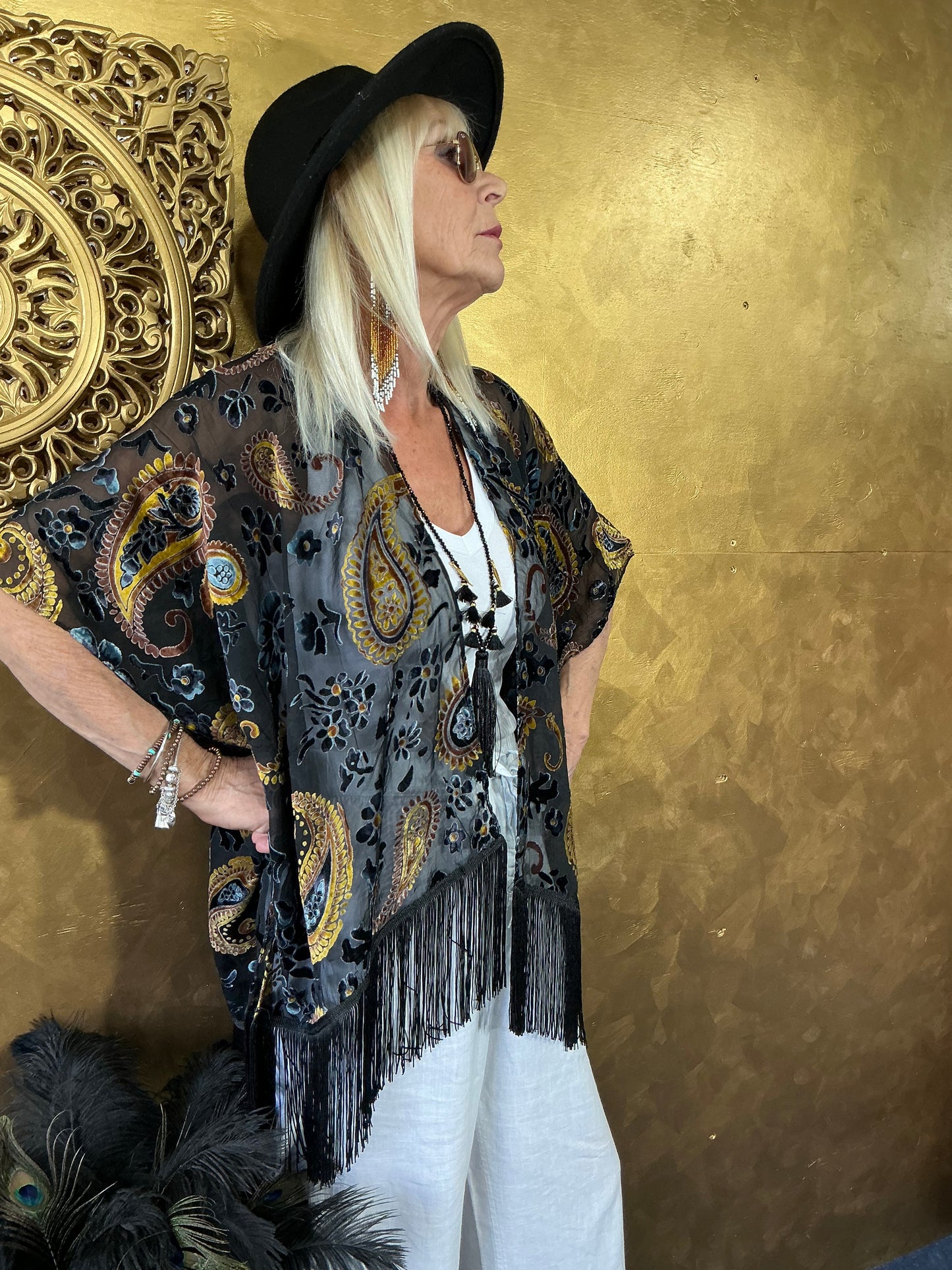 Bohemian Paisley Velvet Kimono