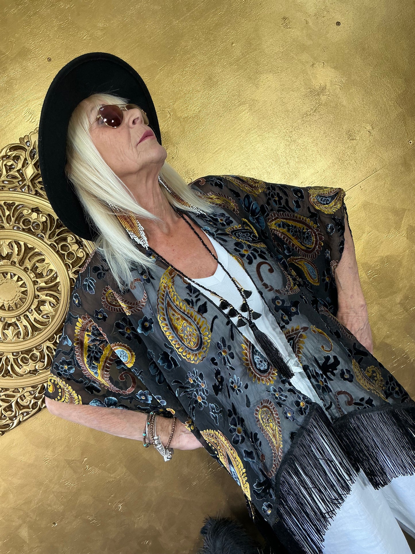 Bohemian Paisley Velvet Kimono