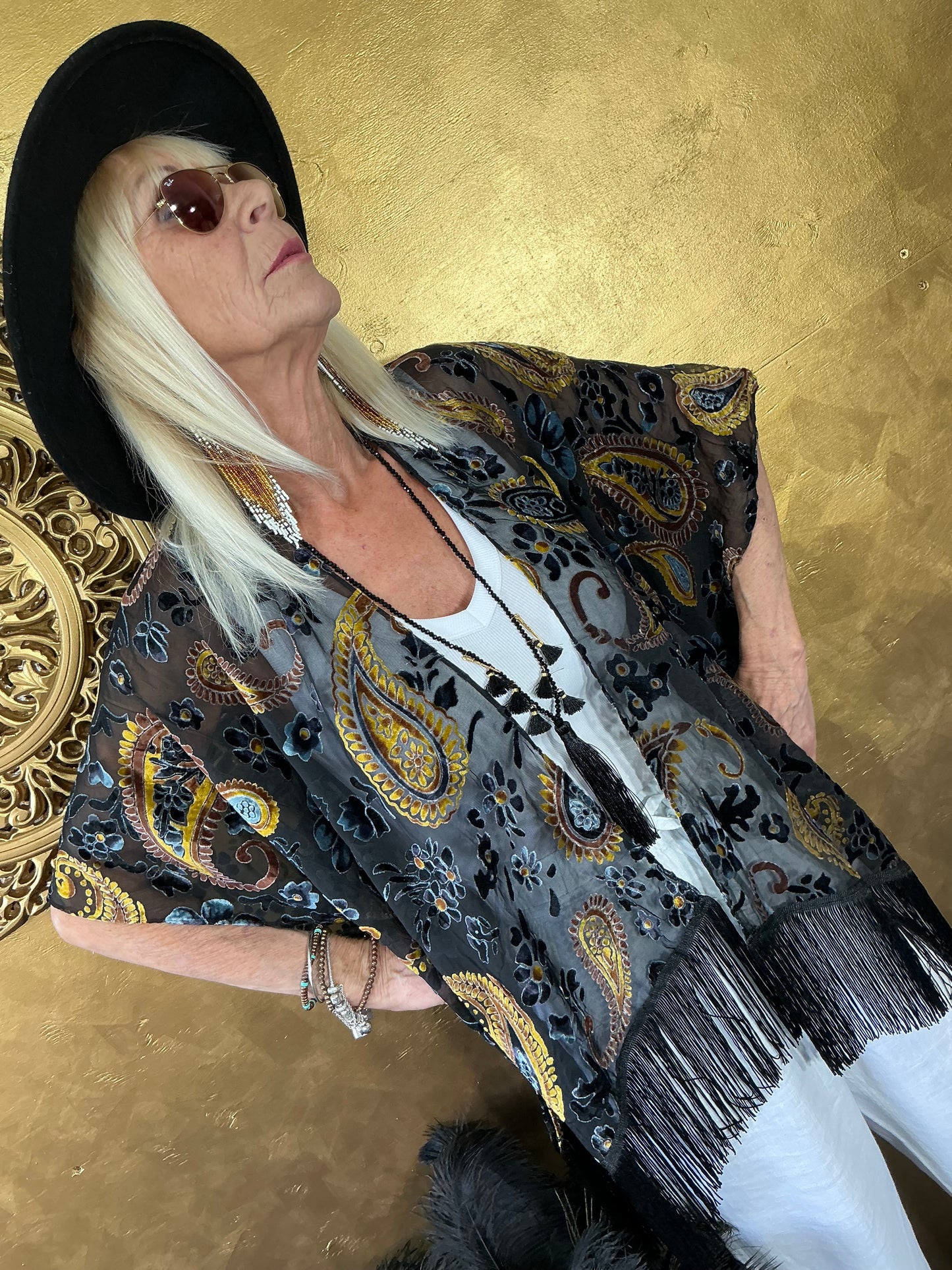 Bohemian Paisley Velvet Kimono