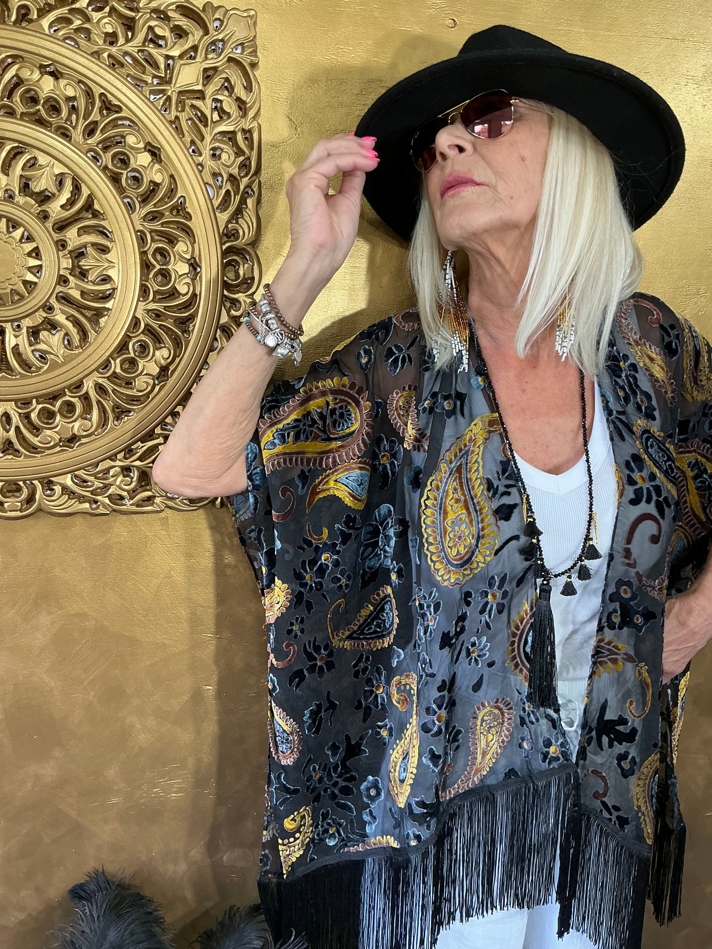 Bohemian Paisley Velvet Kimono