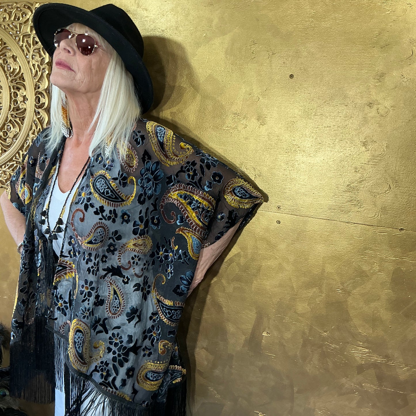 Bohemian Paisley Velvet Kimono