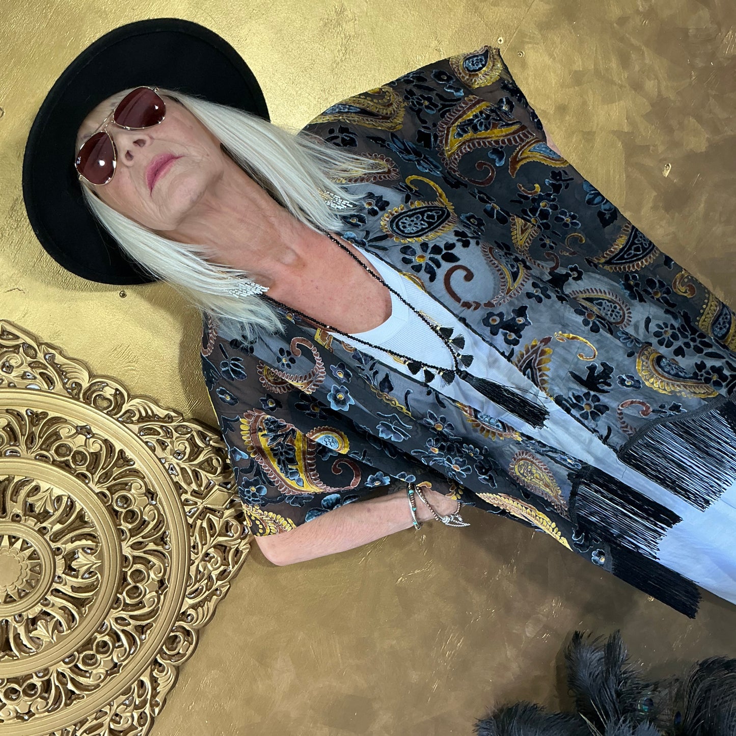 Bohemian Paisley Velvet Kimono