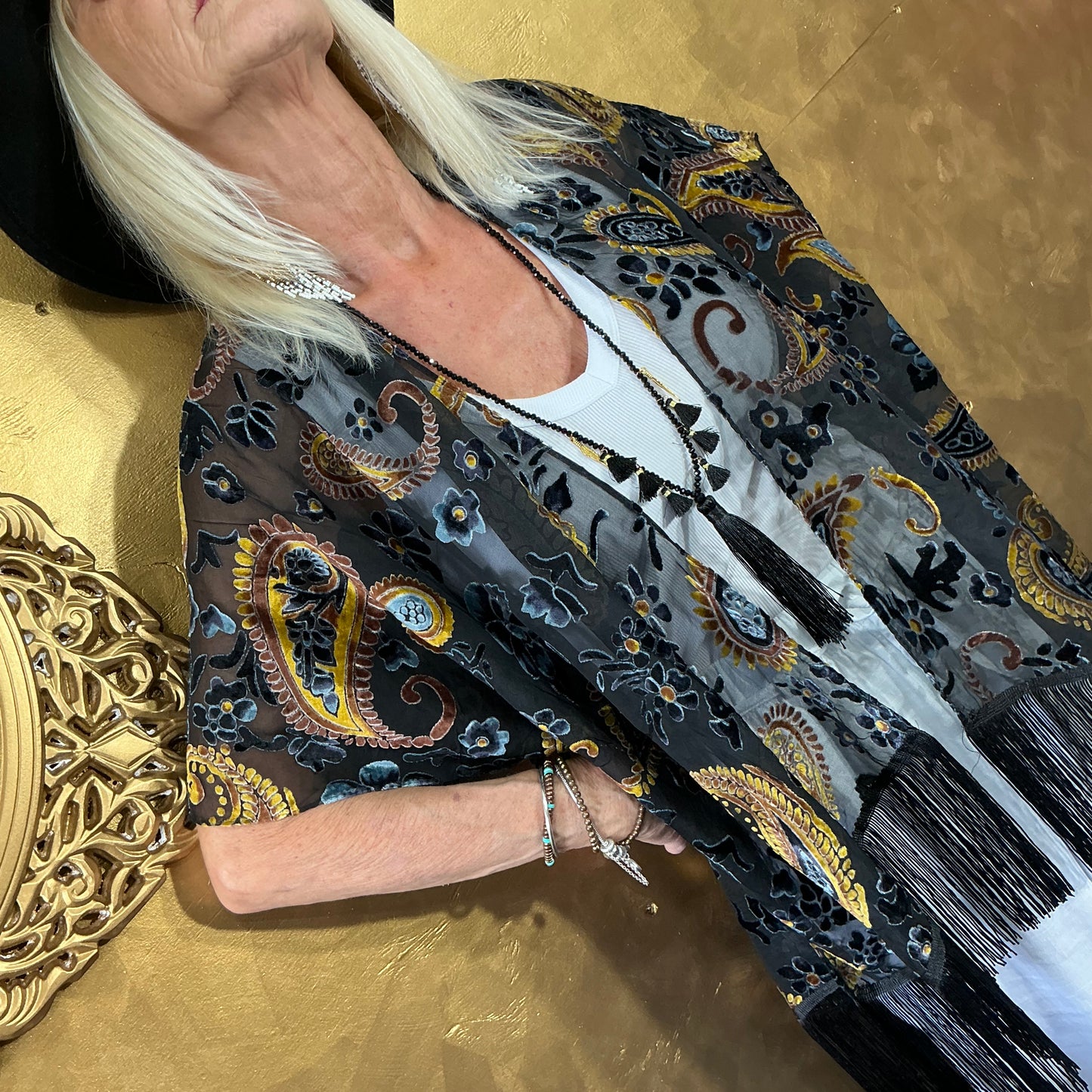 Bohemian Paisley Velvet Kimono