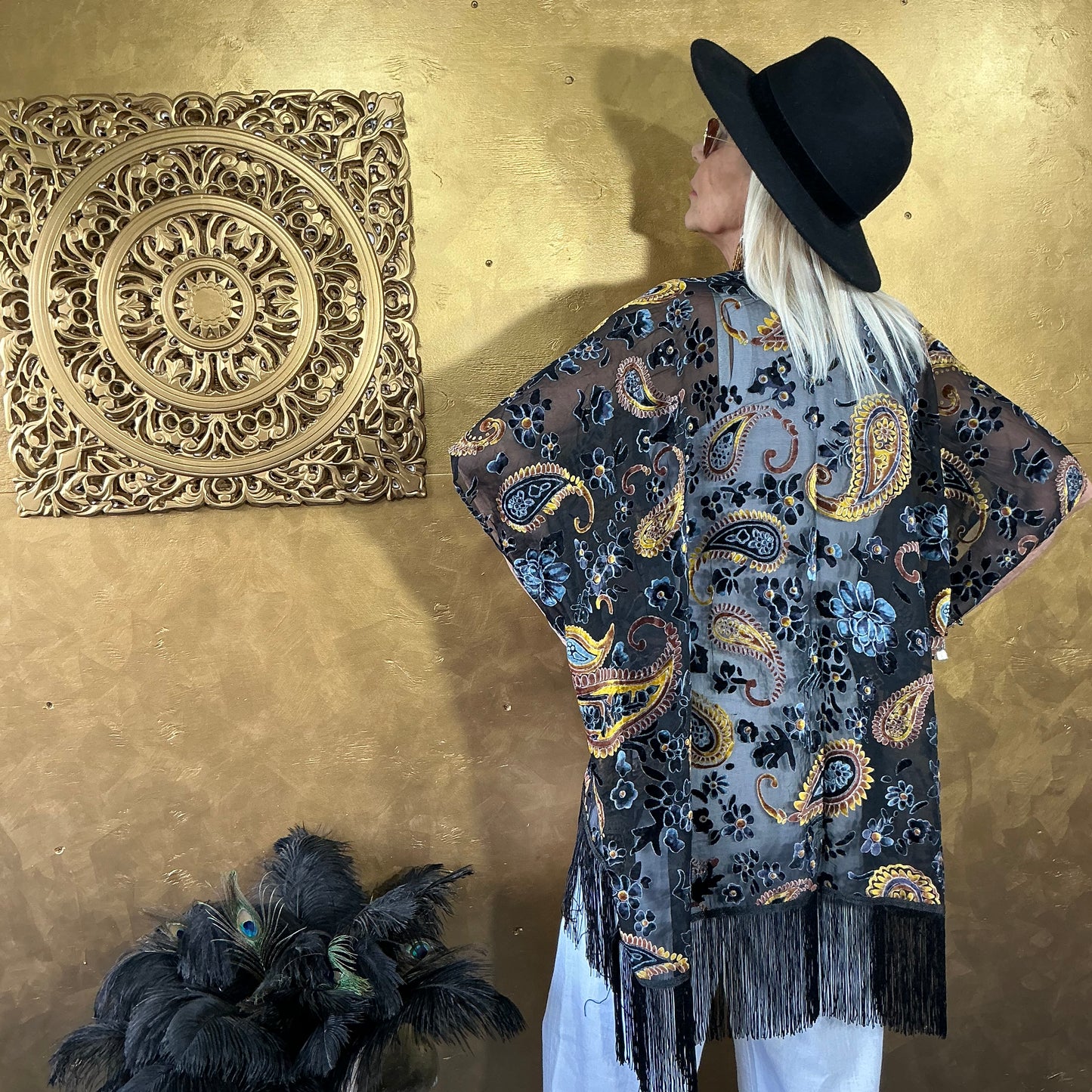 Bohemian Paisley Velvet Kimono