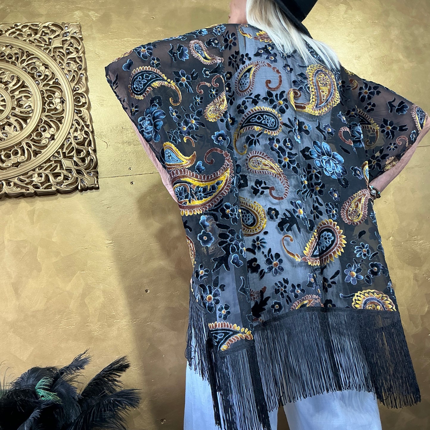 Bohemian Paisley Velvet Kimono
