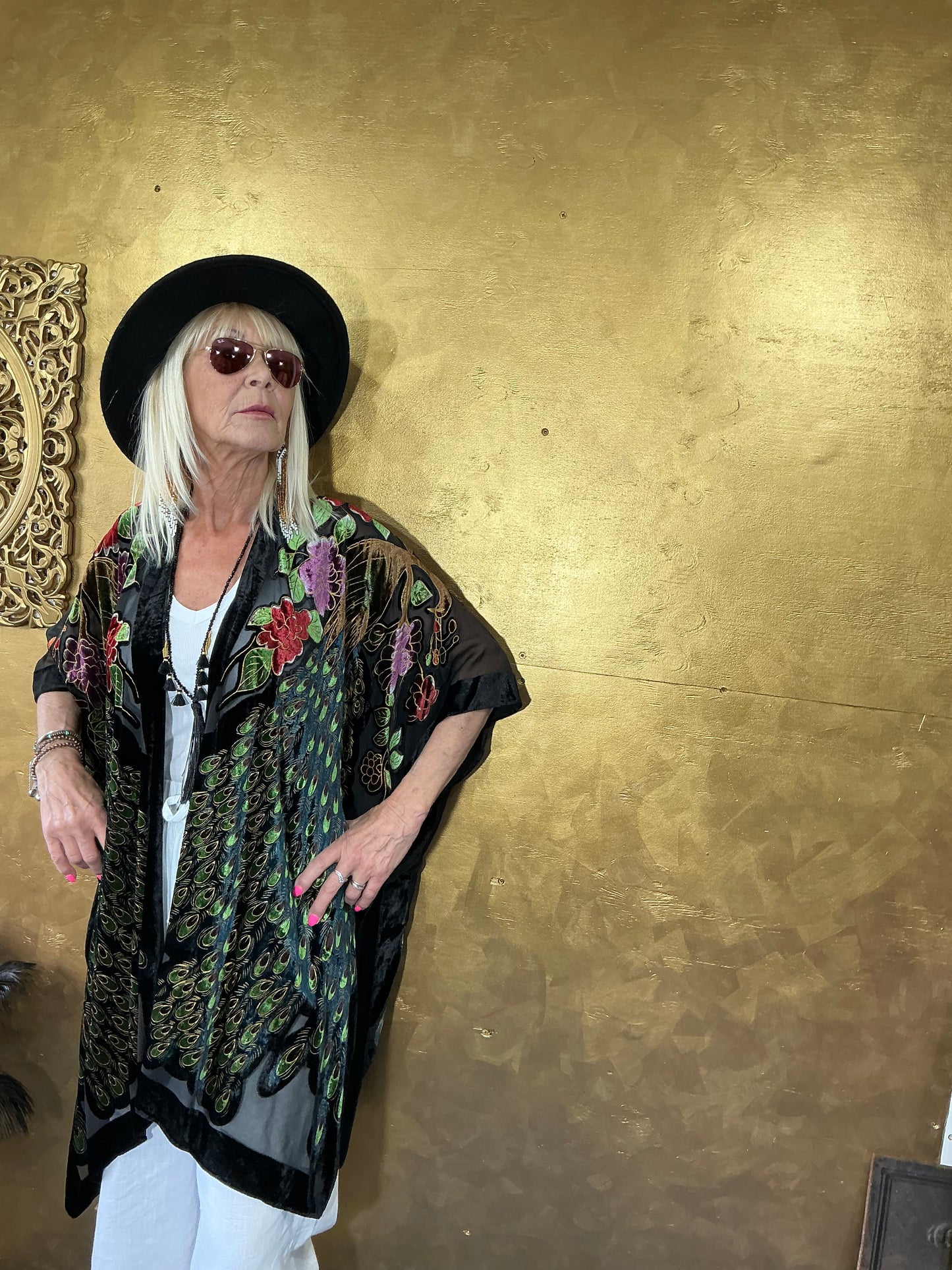 Peacock Velvet Kimono