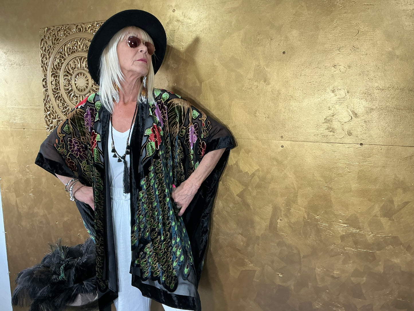 Peacock Velvet Kimono