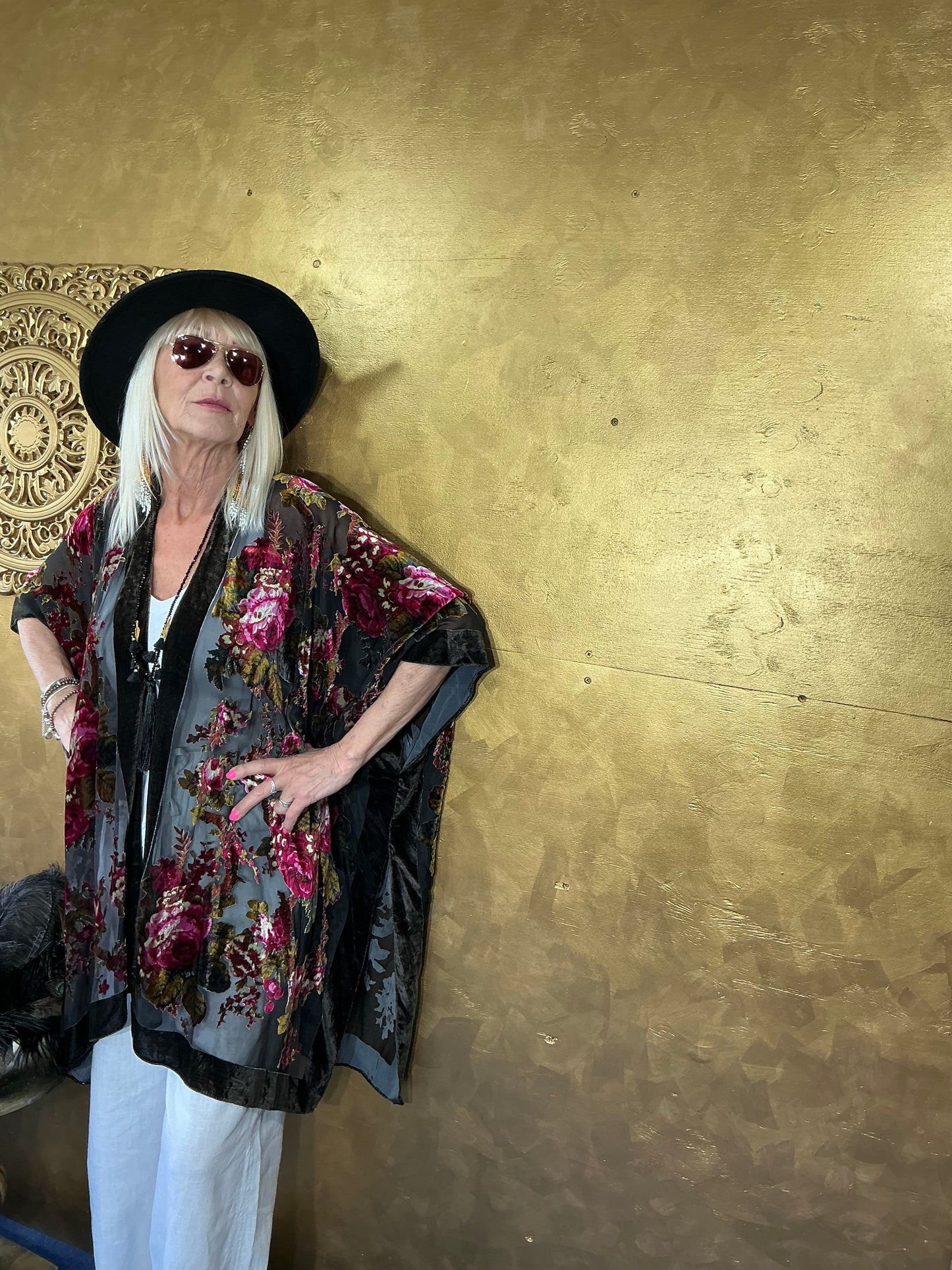 Midnight Rose Velvet Kimono