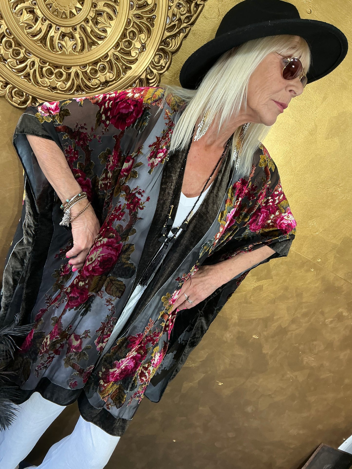 Midnight Rose Velvet Kimono