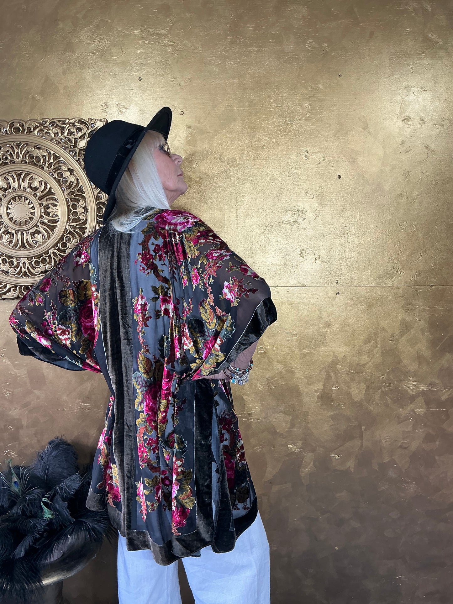 Midnight Rose Velvet Kimono